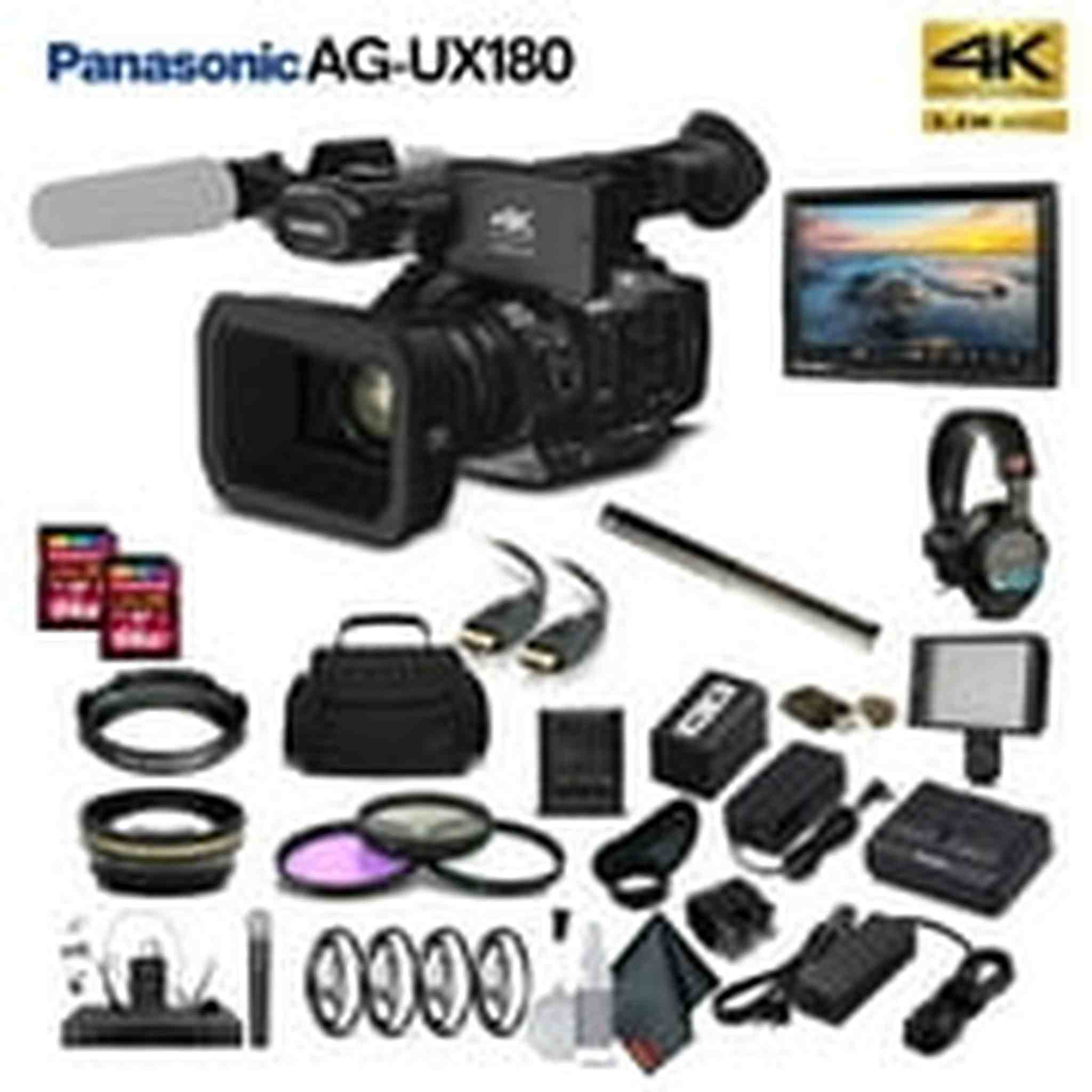 Panasonic AG-UX180 4K Premium Professional Camcorder AG-UX180PJ Movie Maker Special Bundle Panasonic