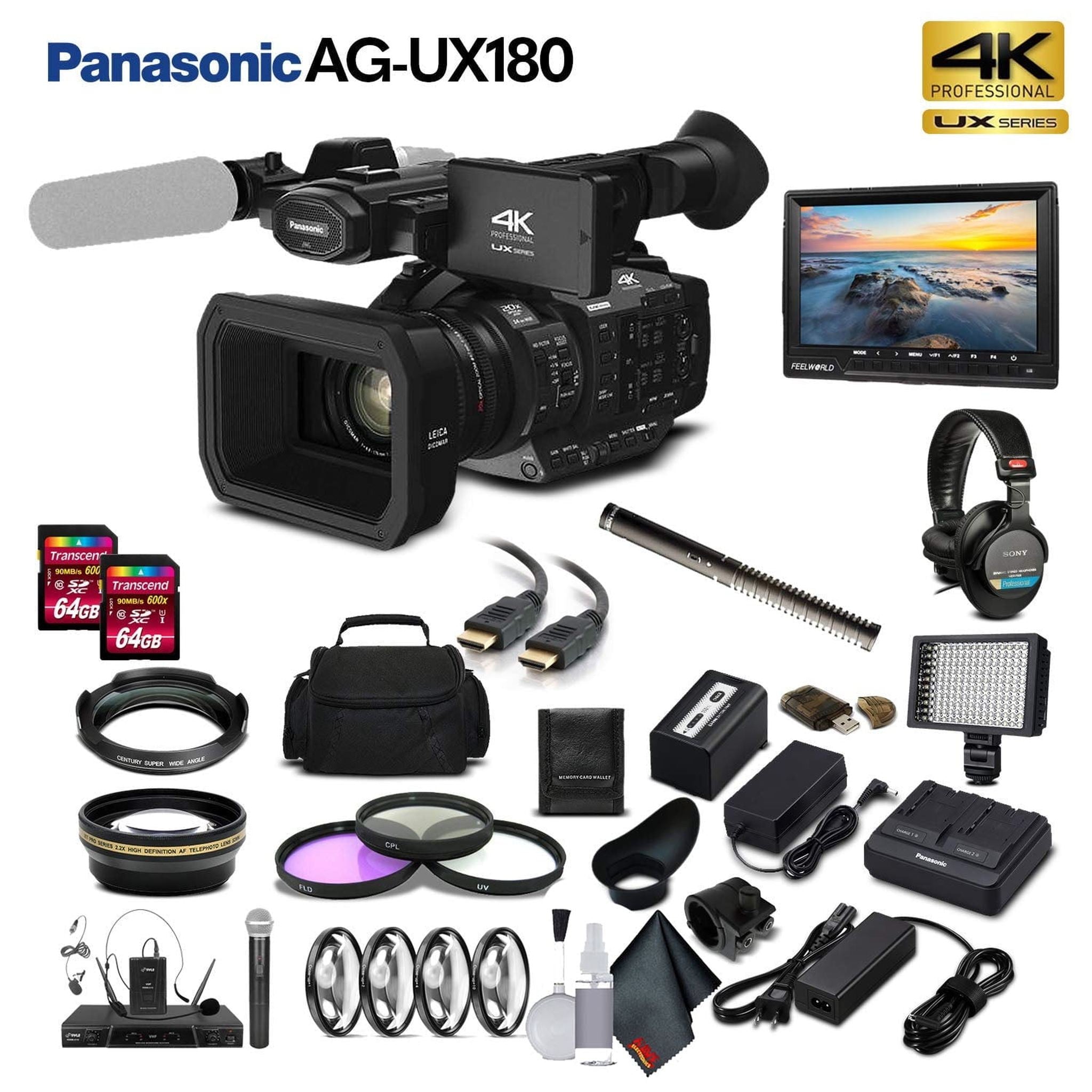 Panasonic AG-UX180 4K Premium Professional Camcorder AG-UX180PJ Movie Maker Special Bundle Panasonic