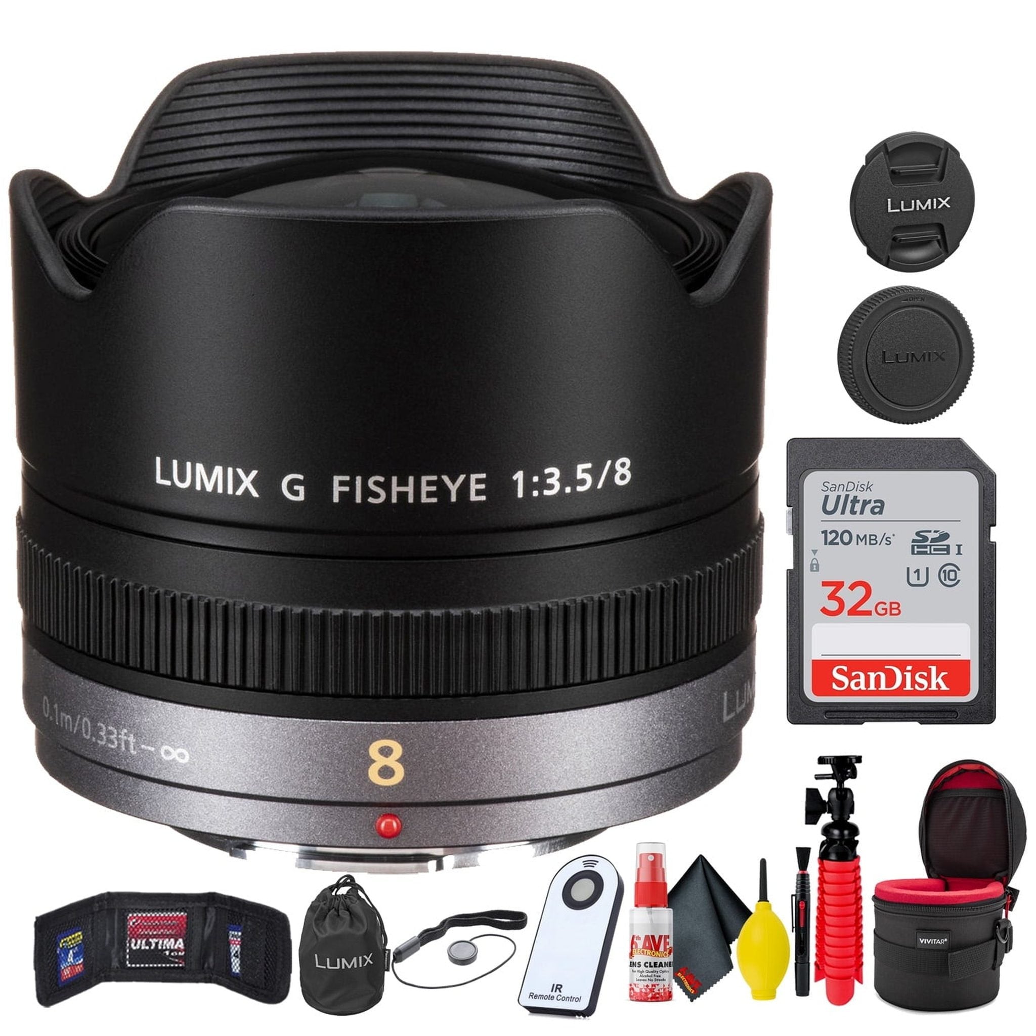 Panasonic Lumix G Fisheye 8mm f/3.5 Lens + Accessories Bundle Base Bundle Panasonic