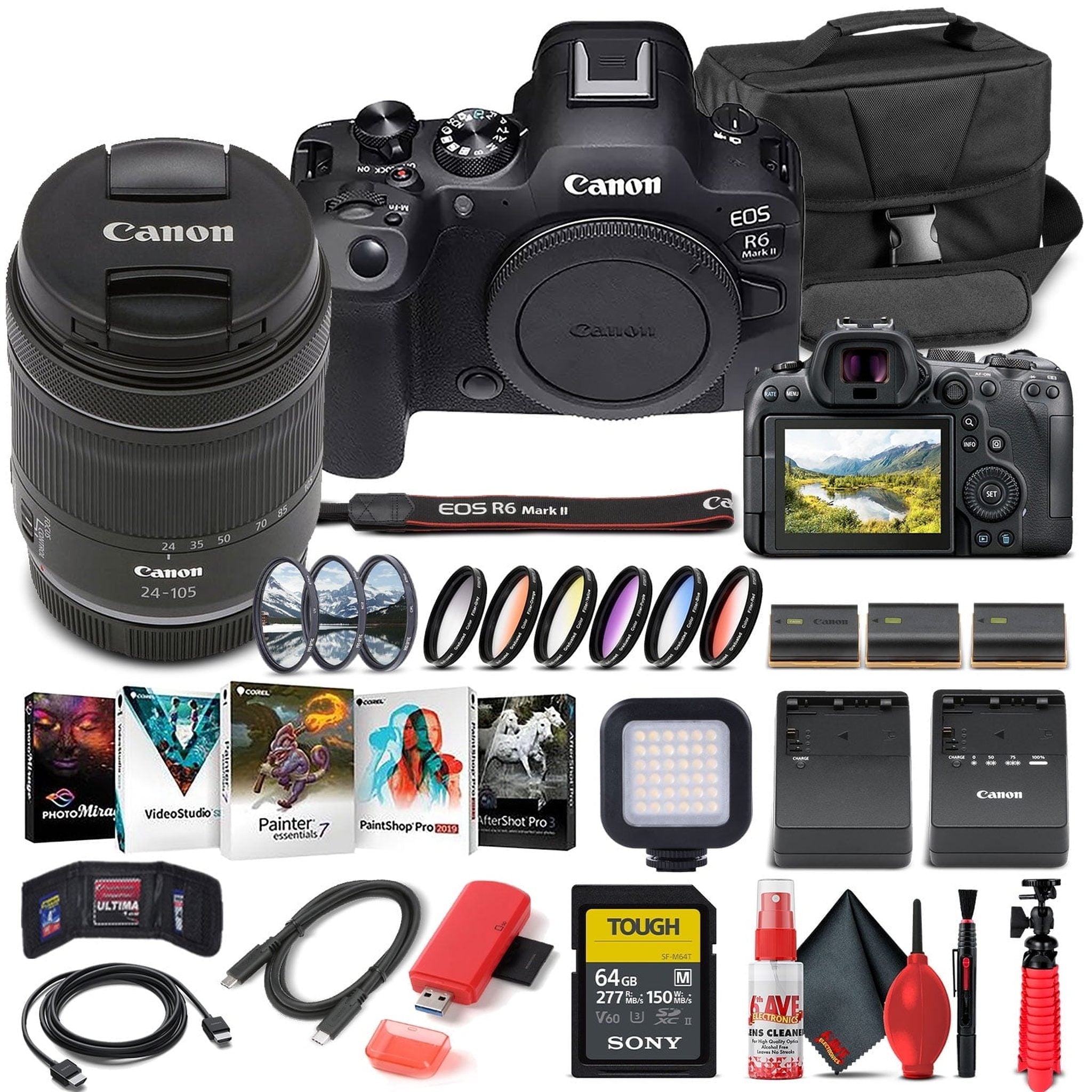 Canon EOS R6 Mark II Mirrorless Camera with 24-105mm f/4-7.1 Lens 5666C018 - Advanced Bundle Canon