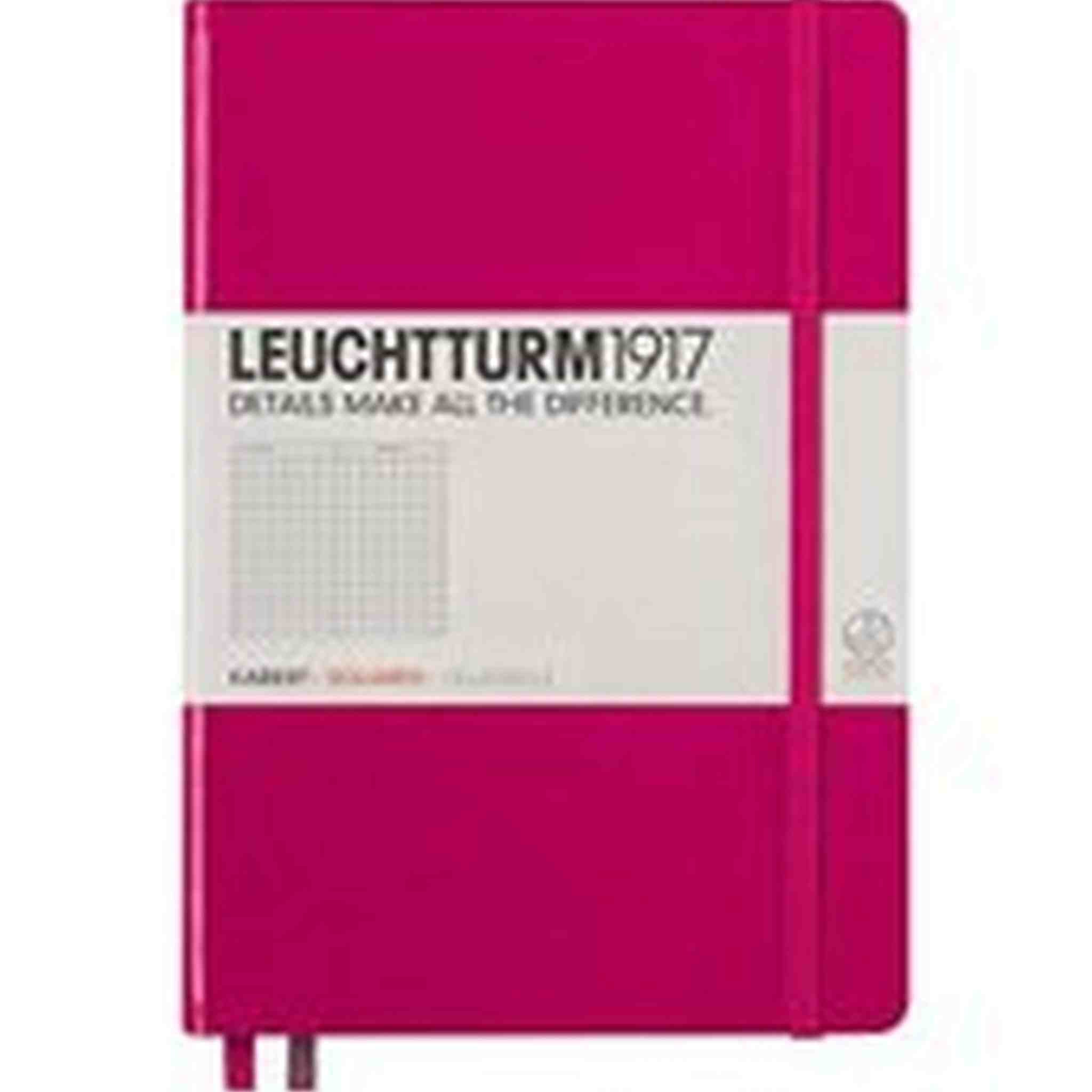 LEUCHTTURM1917 - Medium A5 Squared Hardcover Notebook Berry - 251 Numbered Pages Leuchtturm