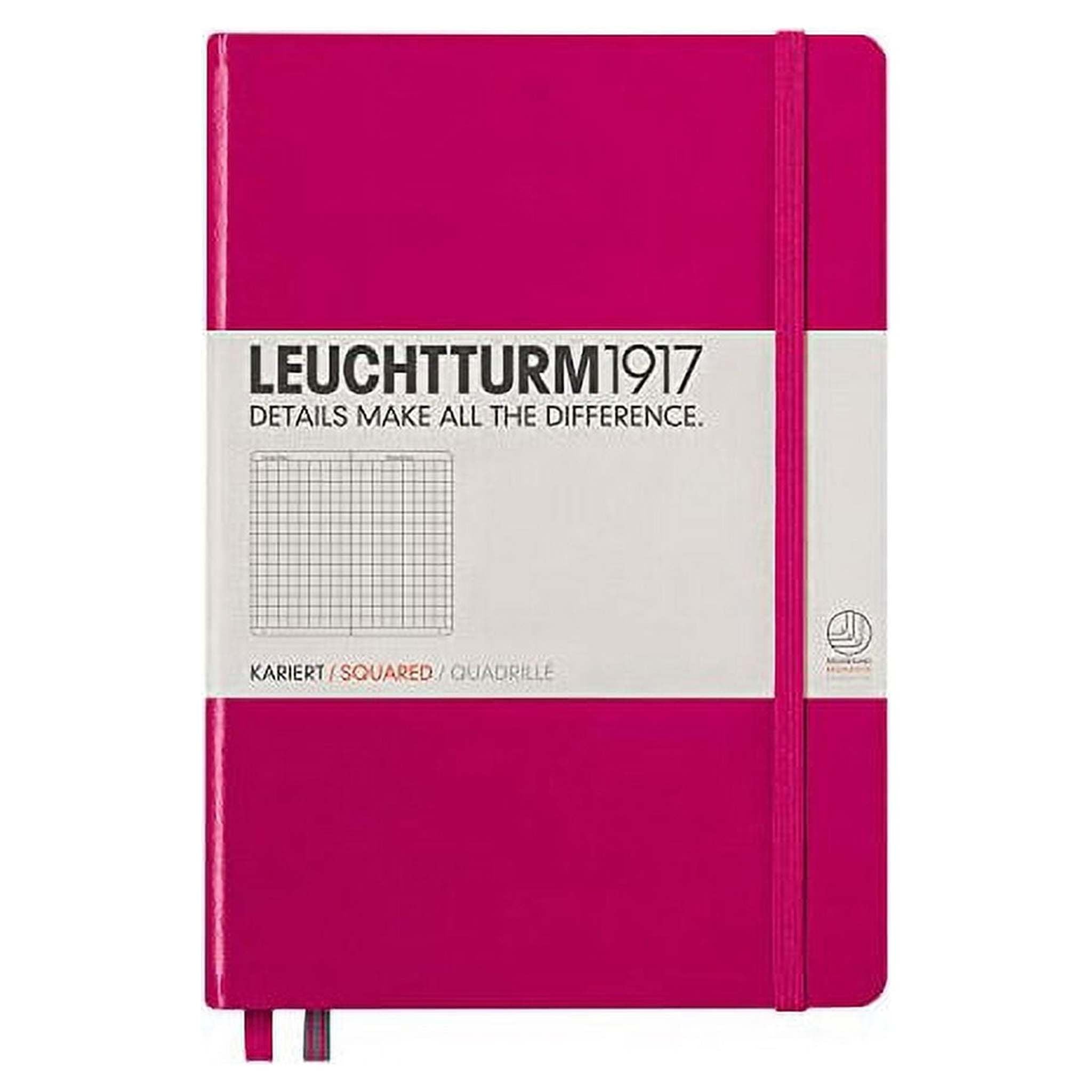 LEUCHTTURM1917 - Medium A5 Squared Hardcover Notebook Berry - 251 Numbered Pages Leuchtturm