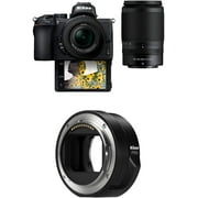 Nikon Z50 Compact Mirrorless Digital Camera, 2 Zoom Lens Kit NIKKOR Z DX 16-50mm f/3.5-6.3 VR & 50-250mm F/4.5-6.3 VR with Nikon Mount Adapter FTZ II Nikon