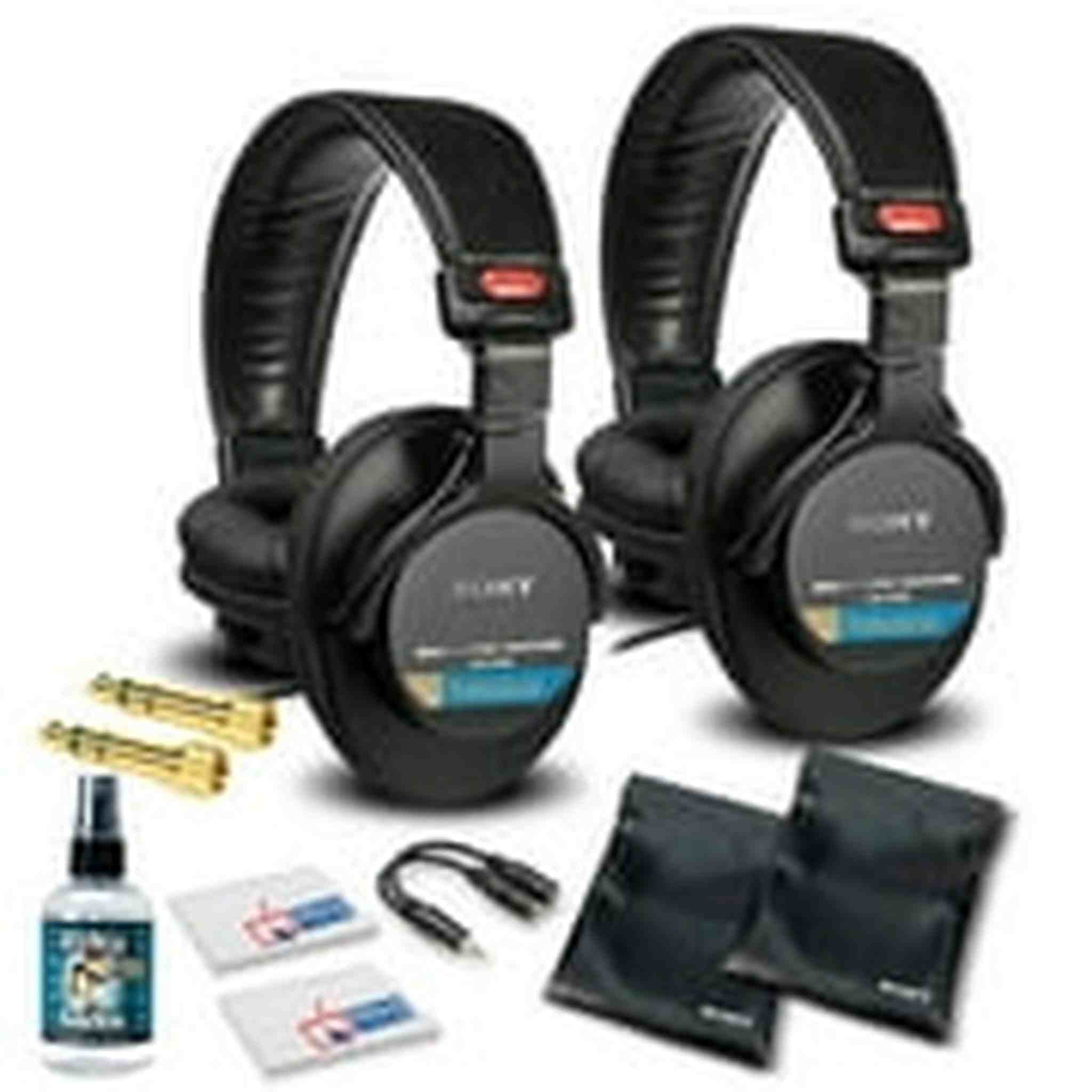 Sony MDR-7506 Headphones Professional Large Diaphragm Headphone 2 Pack Bundle with Headphone Cleaning Solution Sony