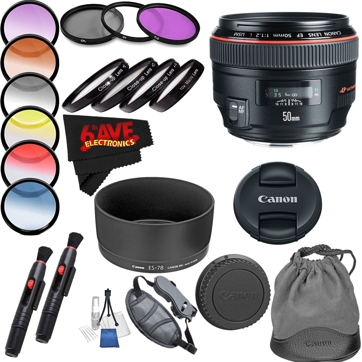 Canon EF 50mm f/1.2L USM Lens International Version Professional Accessory Combo Canon