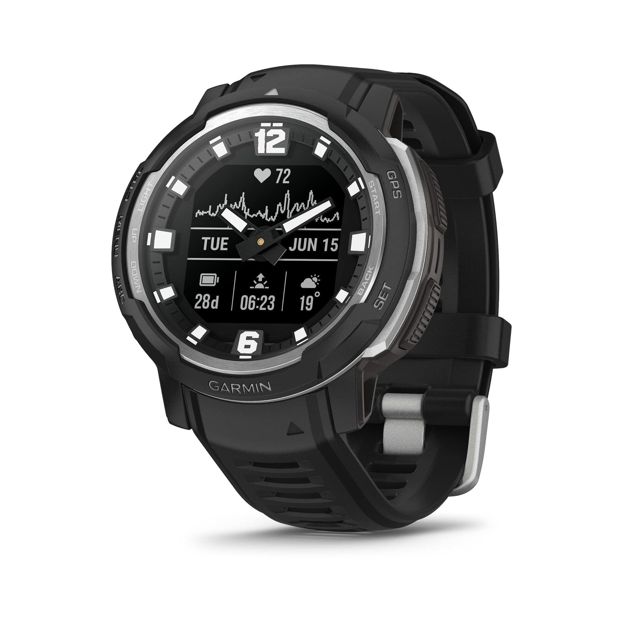 Garmin Instinct Crossover, Rugged Hybrid Smartwatch, Analog Hands and Digital Display, Black Garmin