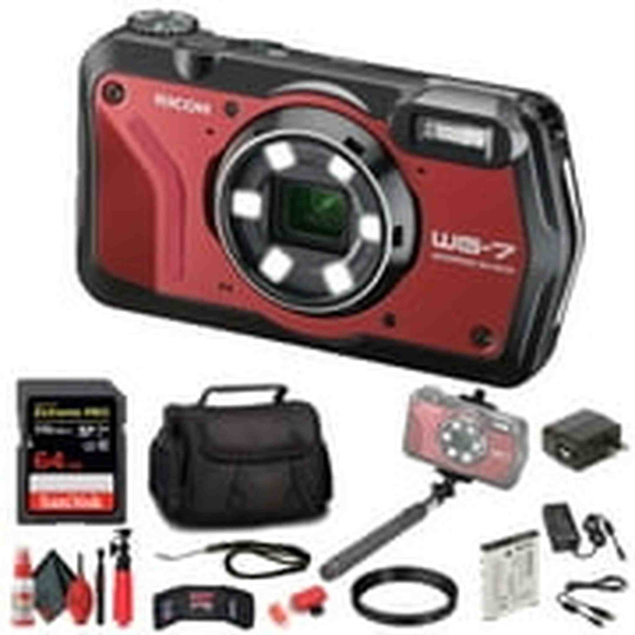 Ricoh 3100 WG-7 Red Authentic Outdoor Camera with Accessories Ricoh