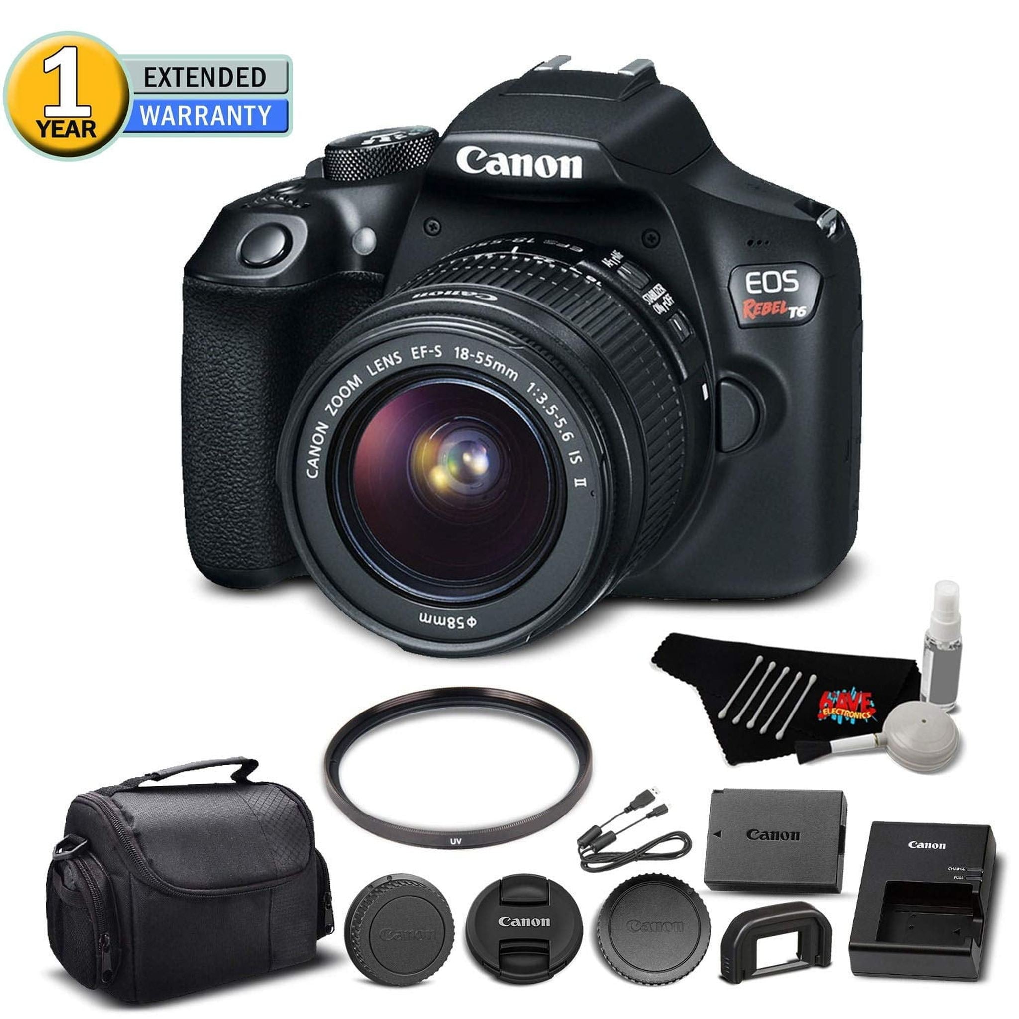 Canon EOS Rebel T6 Digital SLR Camera 1159C003 with 18-55mm f/3.5-5.6 is II Lens - Starter Bundle Canon