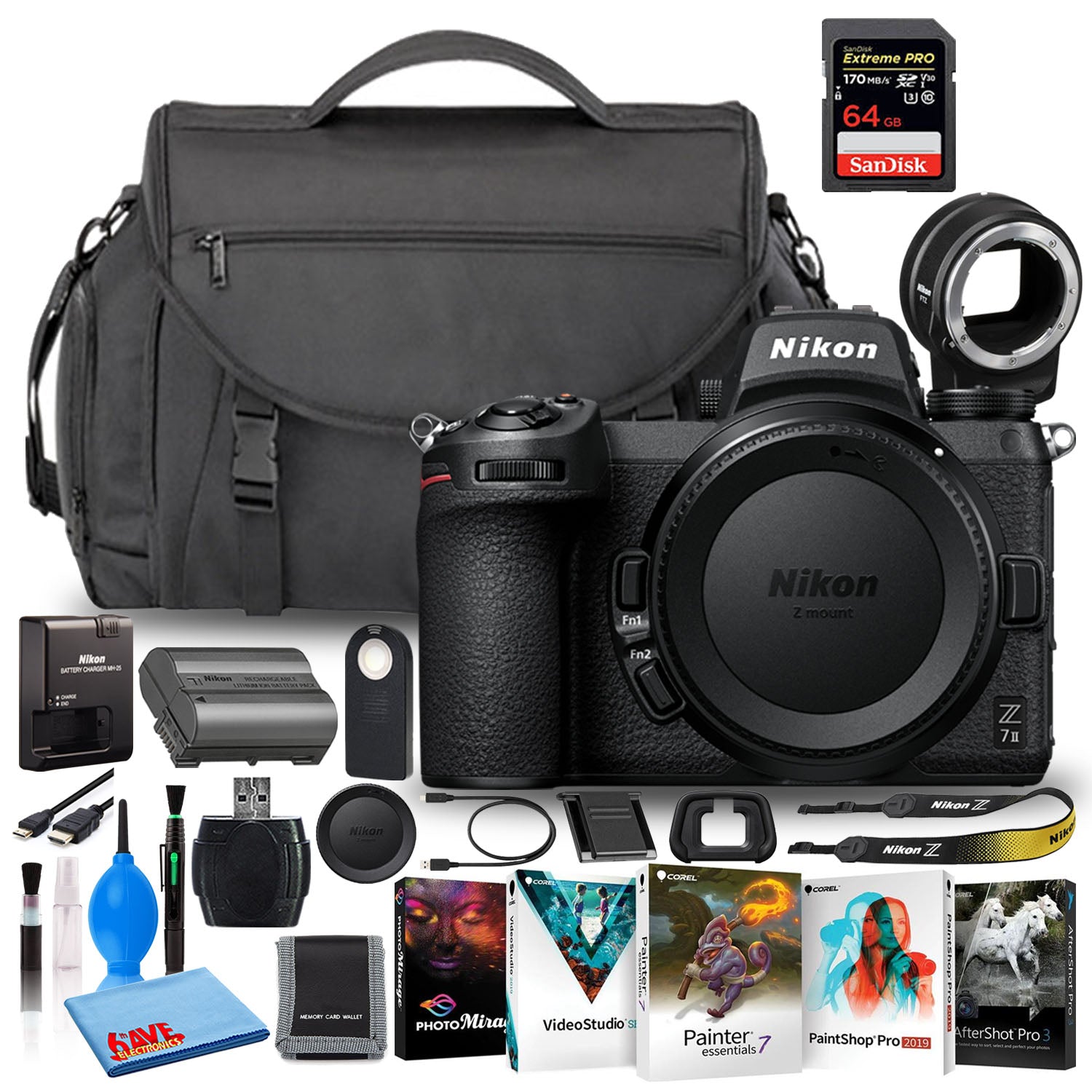 Nikon Z 7II Mirrorless Camera Body Only International 64GB SD + FTZ Bundle Nikon