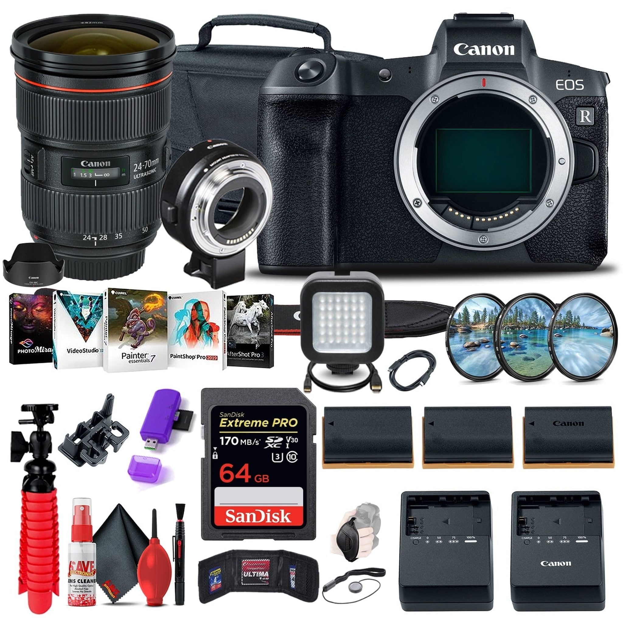 Canon EOS R Mirrorless Digital Camera 3075C002 + Canon EF 24-70mm Graphic Bundle Canon