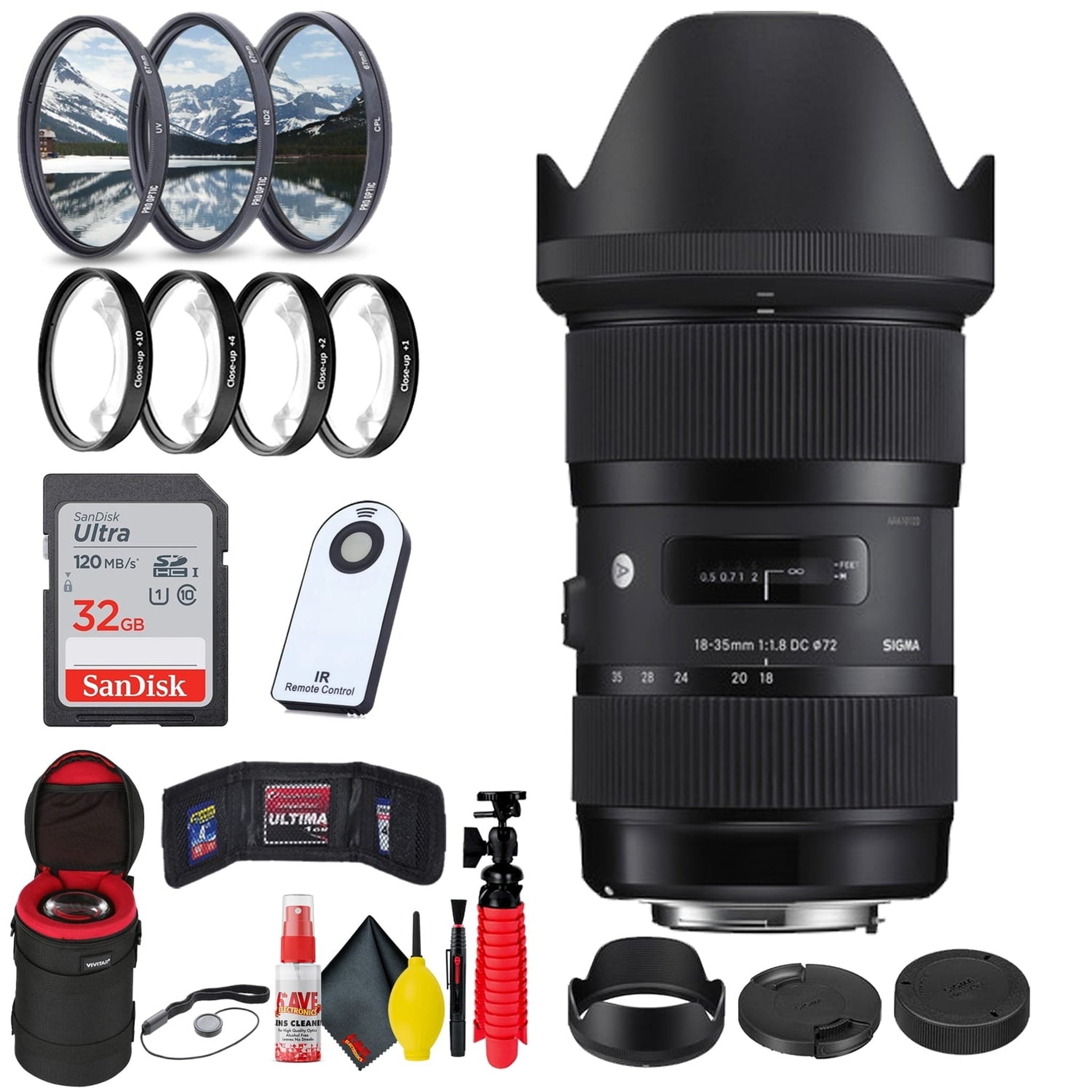 Sigma 18-35mm f/1.8 DC HSM Art Lens for Canon EF + 32GB SD Card Bundle Sigma