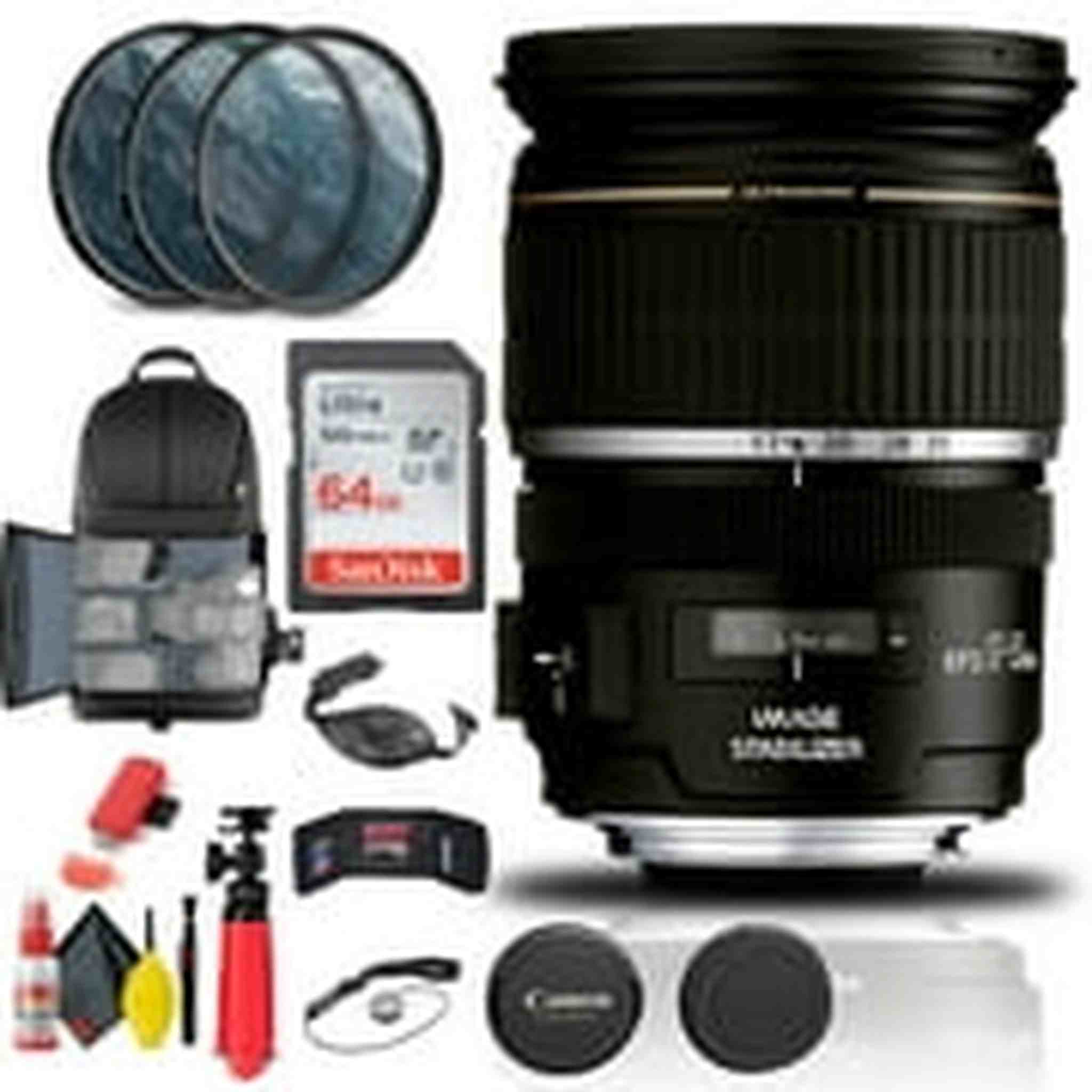 Canon EF-S 17-55mm f/2.8 IS USM Lens 1242B002 + Filter Kit + BackPack + More Canon