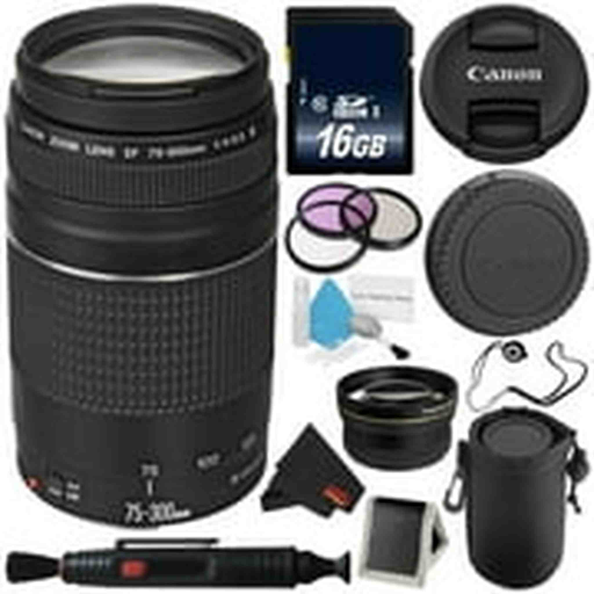 Canon EF 75-300mm f/4-5.6 III Telephoto Zoom Lens 6473A003 + Lens Pen Cleaner + Deluxe Lens Pouch + 58mm 3 Piece Filter Kit + MicroFiber Cloth Bundle Canon