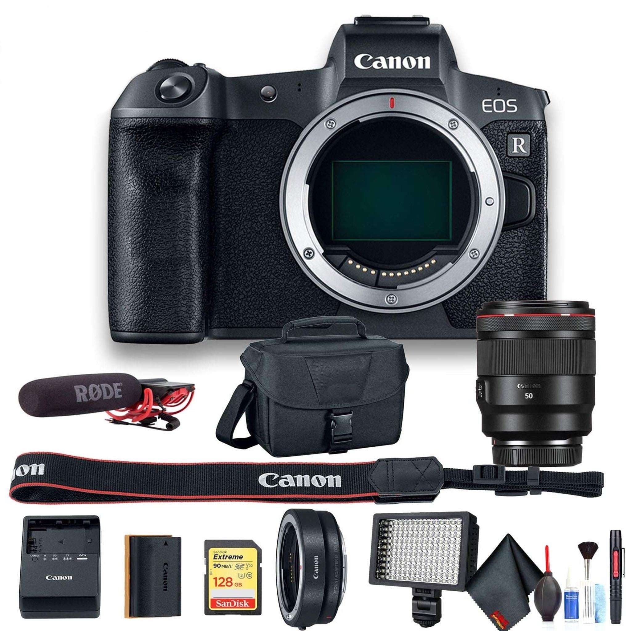 Canon EOS R Mirrorless Digital Camera International Model 3075C002 W/Canon RF 50mm Lens, Bag, 128GB Card, Extra Battery Bundle Canon