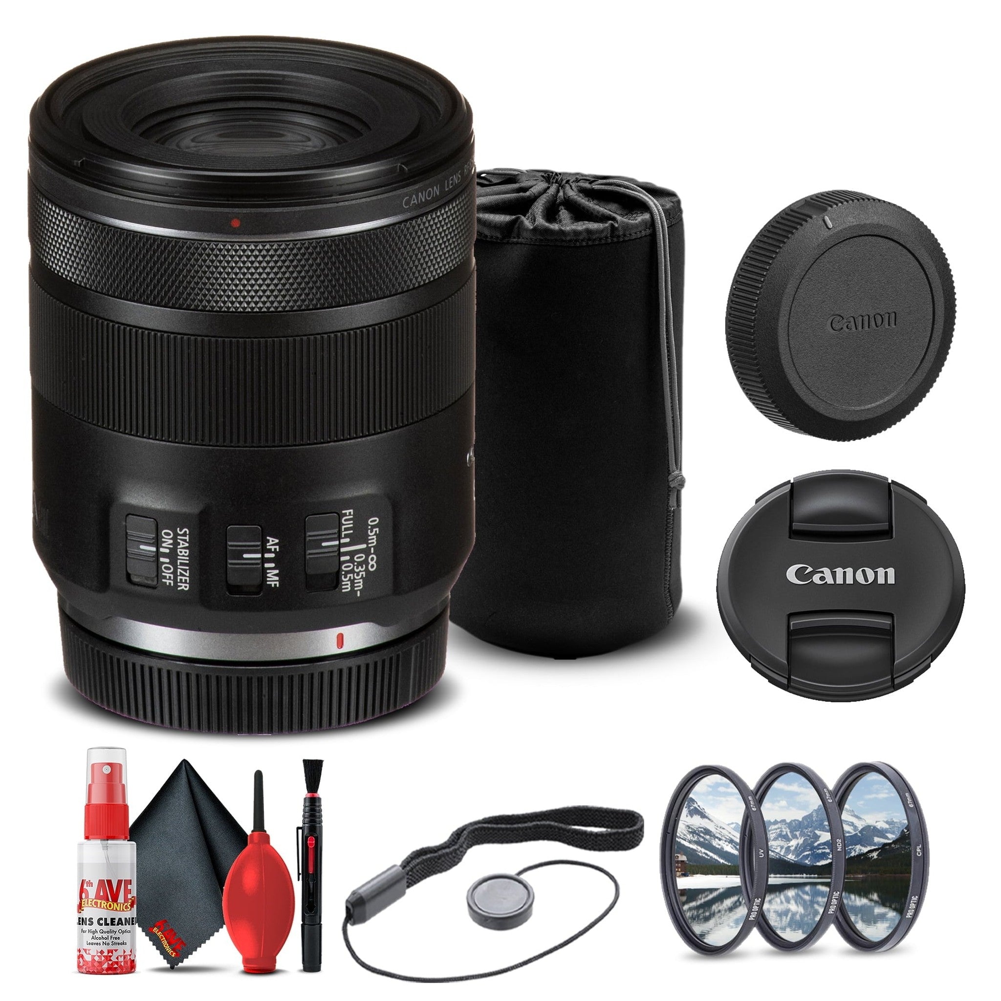 Canon RF 85mm f/2 Macro IS STM Lens 4234C002 + Filter Kit + Lens Pouch Base Bundle Canon