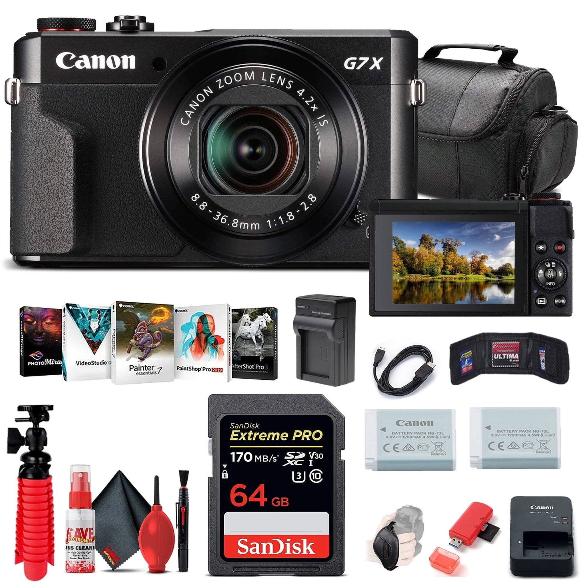 Canon PowerShot G7 X Mark II Digital Camera 1066C001 + 64GB Card + Graphic Bundle Canon