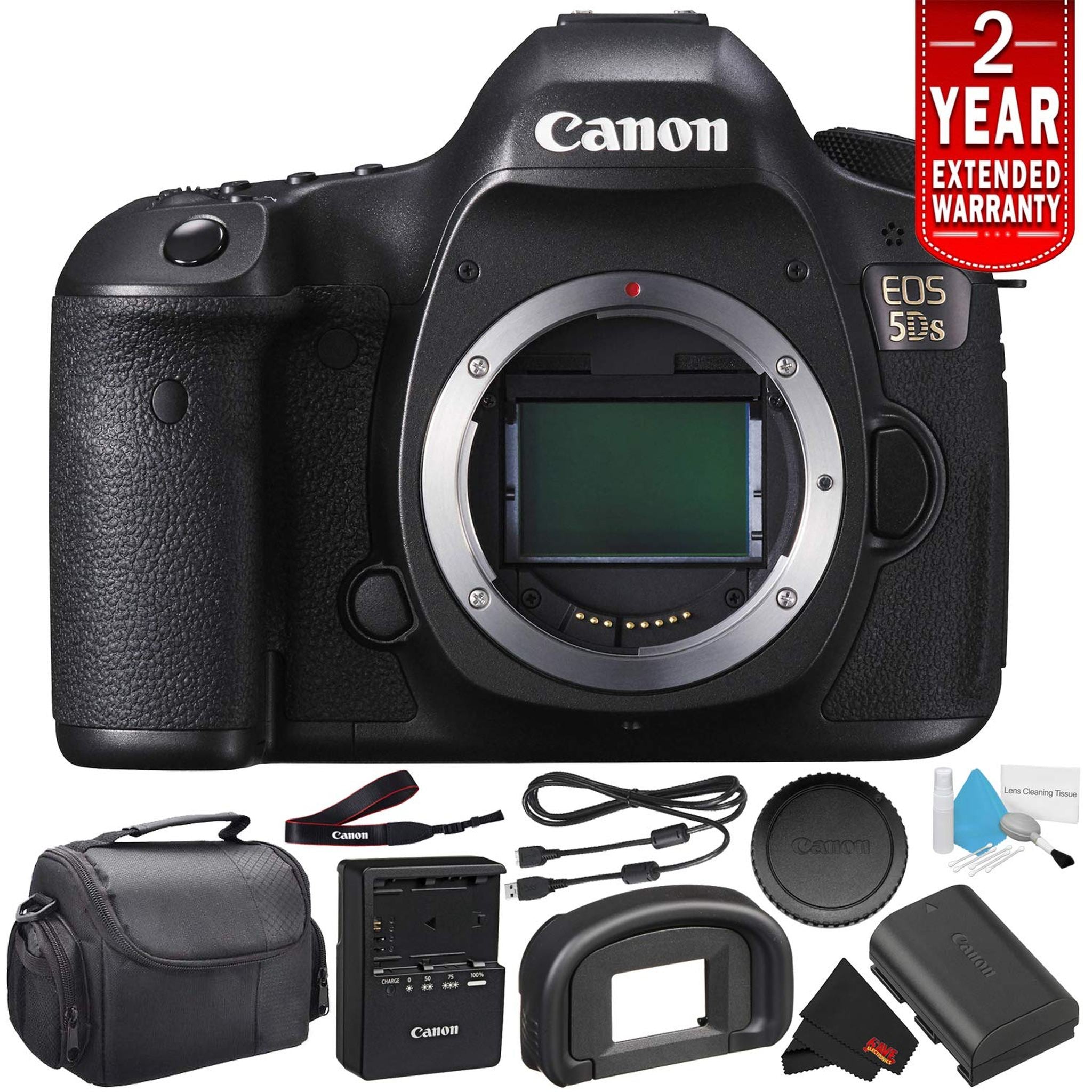 Canon EOS 5DS Digital SLR Camera 0581C002 Body Only - Starter Bundle International Version with 2 Year Seller Warrant Canon