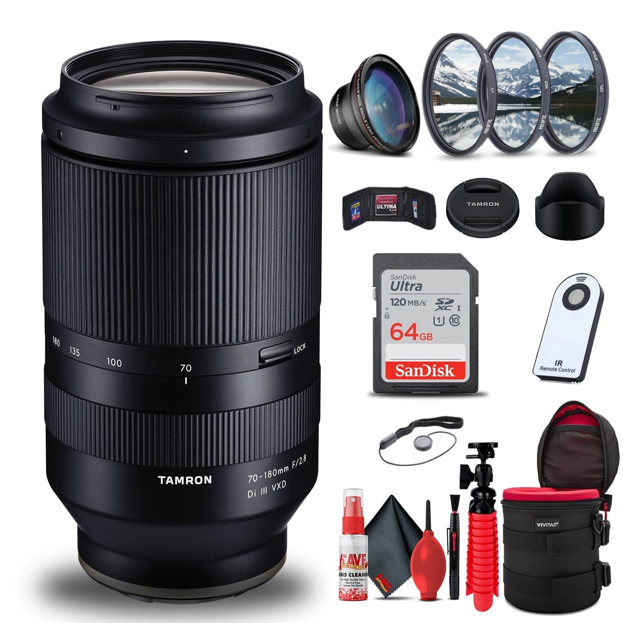 Tamron 70-180mm f/2.8 Di III VXD Lens for Sony E + 64GB Accessory Bundle Tamron