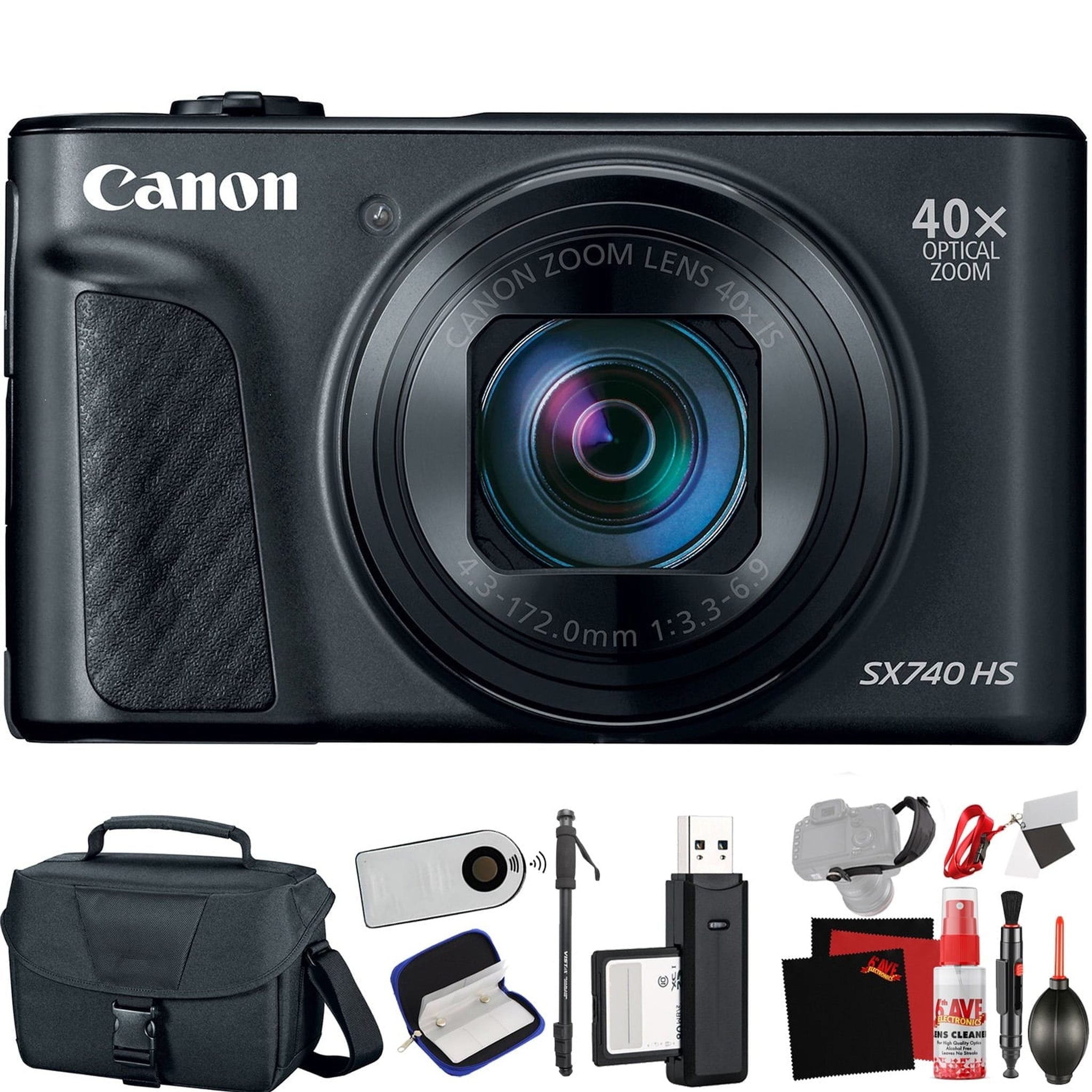 Canon PowerShot SX740 HS Digital Camera Black International Model with Extra Accessory Bundle Canon