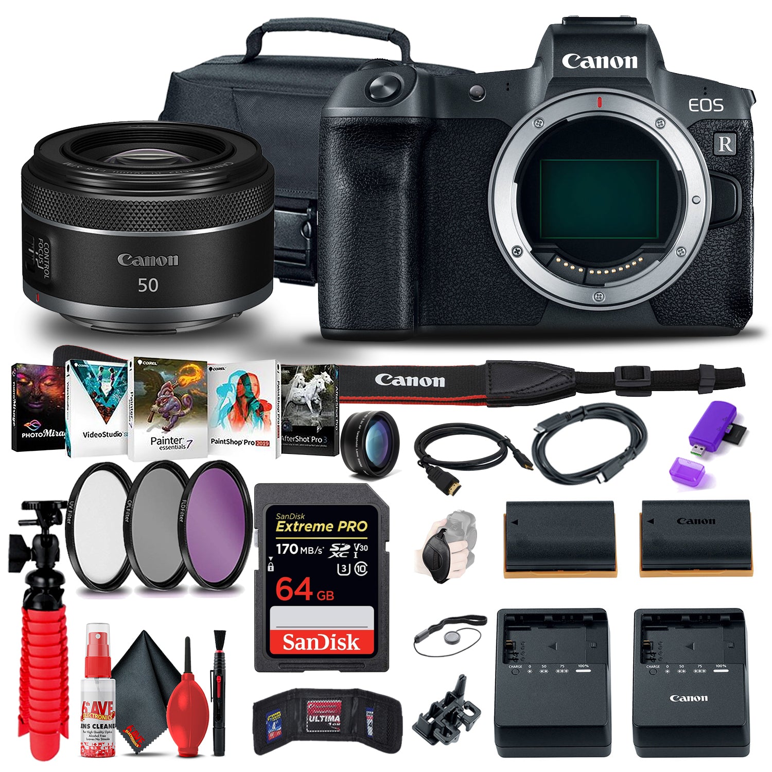 Canon EOS R Mirrorless Camera (3075C002) + Canon RF 50mm f/1 Graphic Bundle