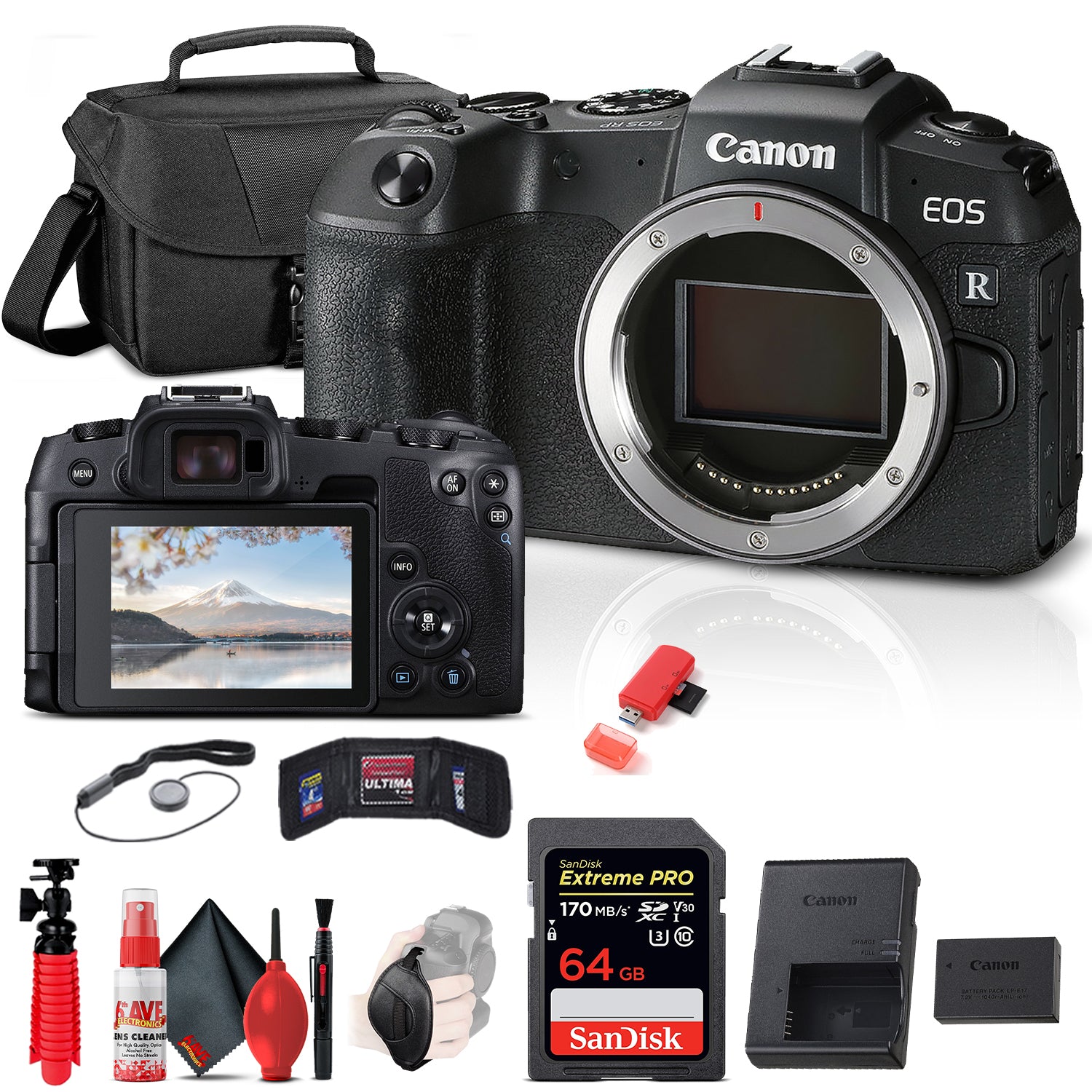 Canon EOS RP Mirrorless Digital Camera Body Only 3380C002 + 64GB Memory Card Base Bundle Canon