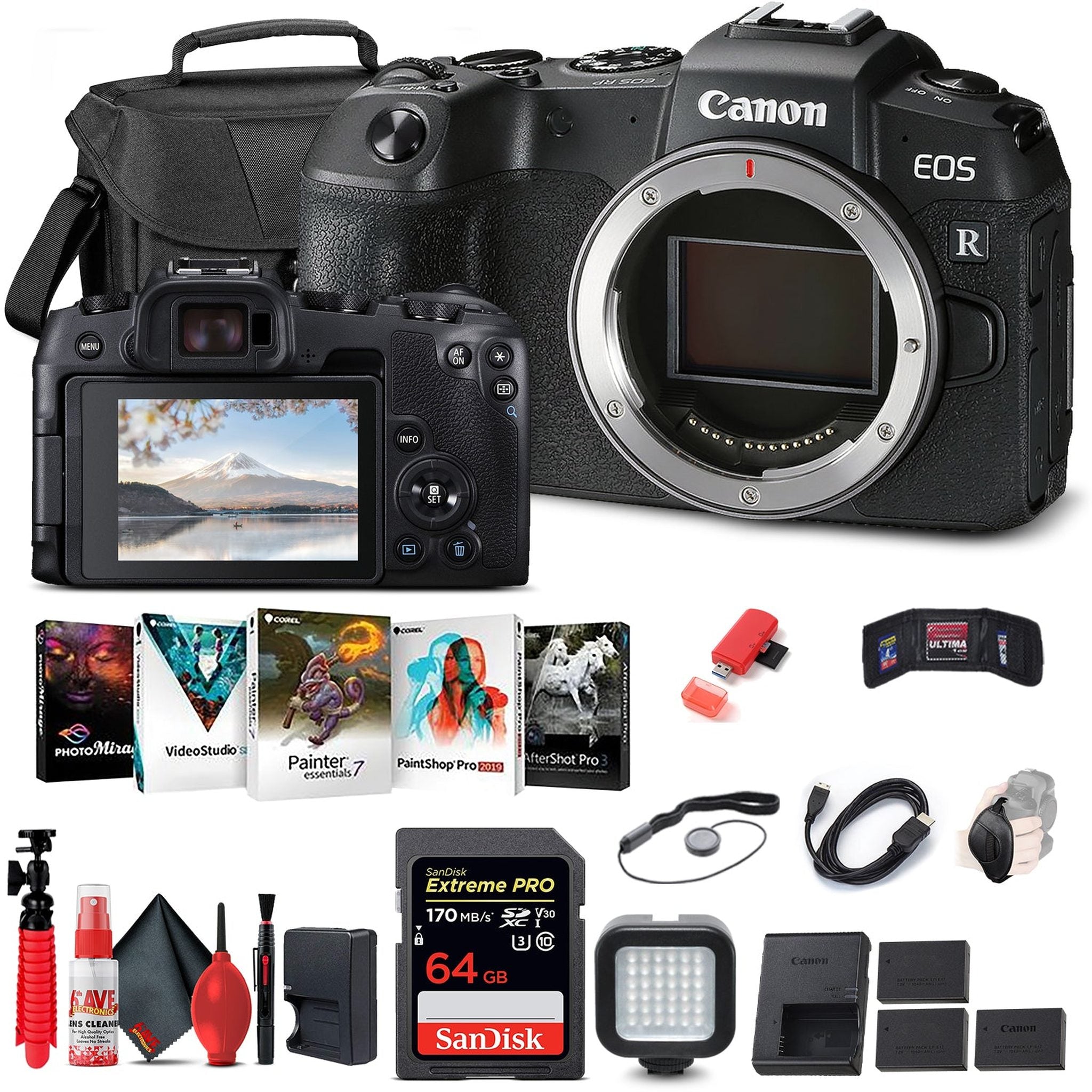 Canon EOS RP Mirrorless Digital Camera Body Only 3380C002 + 64GB Memory Card Pro Bundle Canon