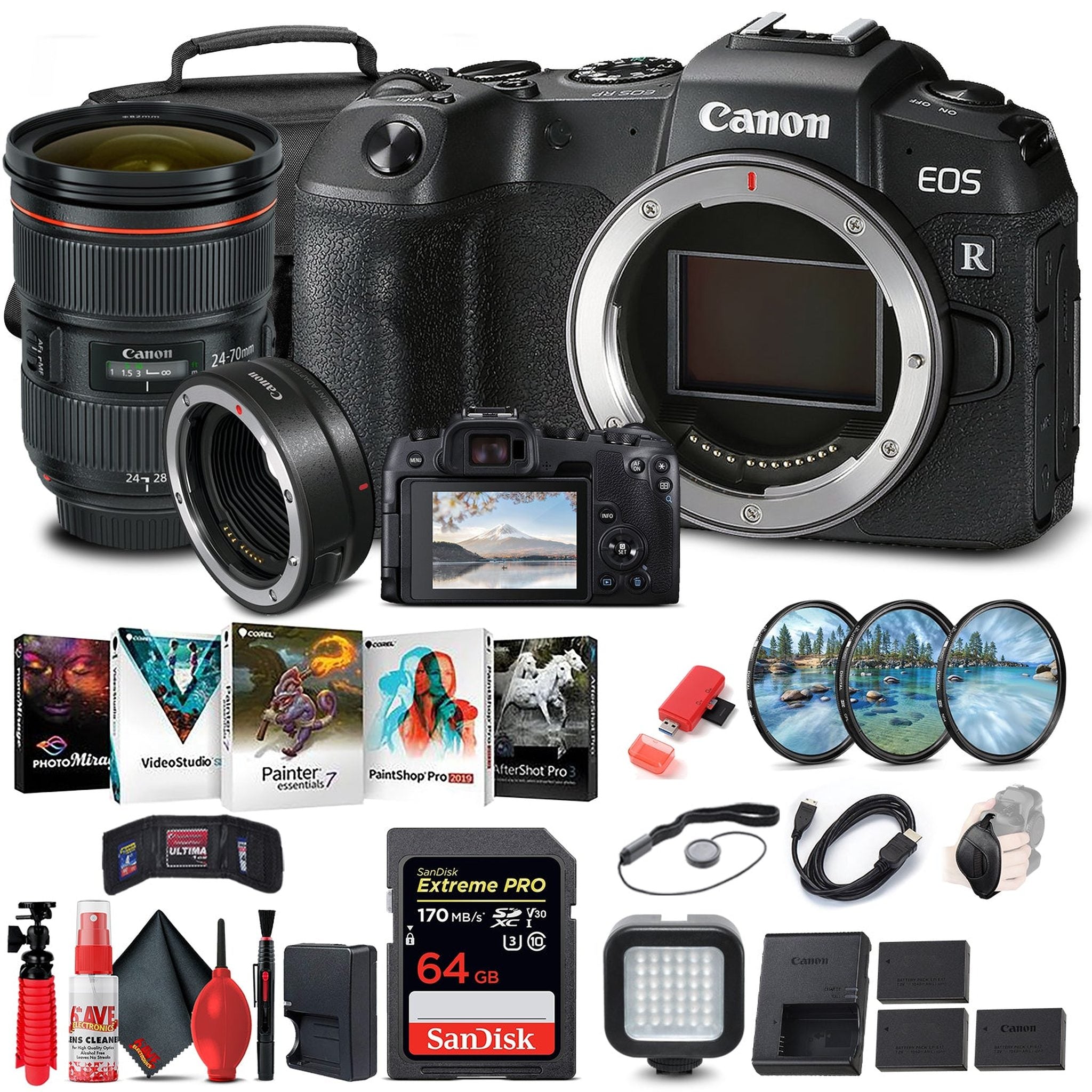 Canon EOS RP Mirrorless Digital Camera Body Only 3380C002 + Canon EF 24-70mm Outdoor Bundle Canon