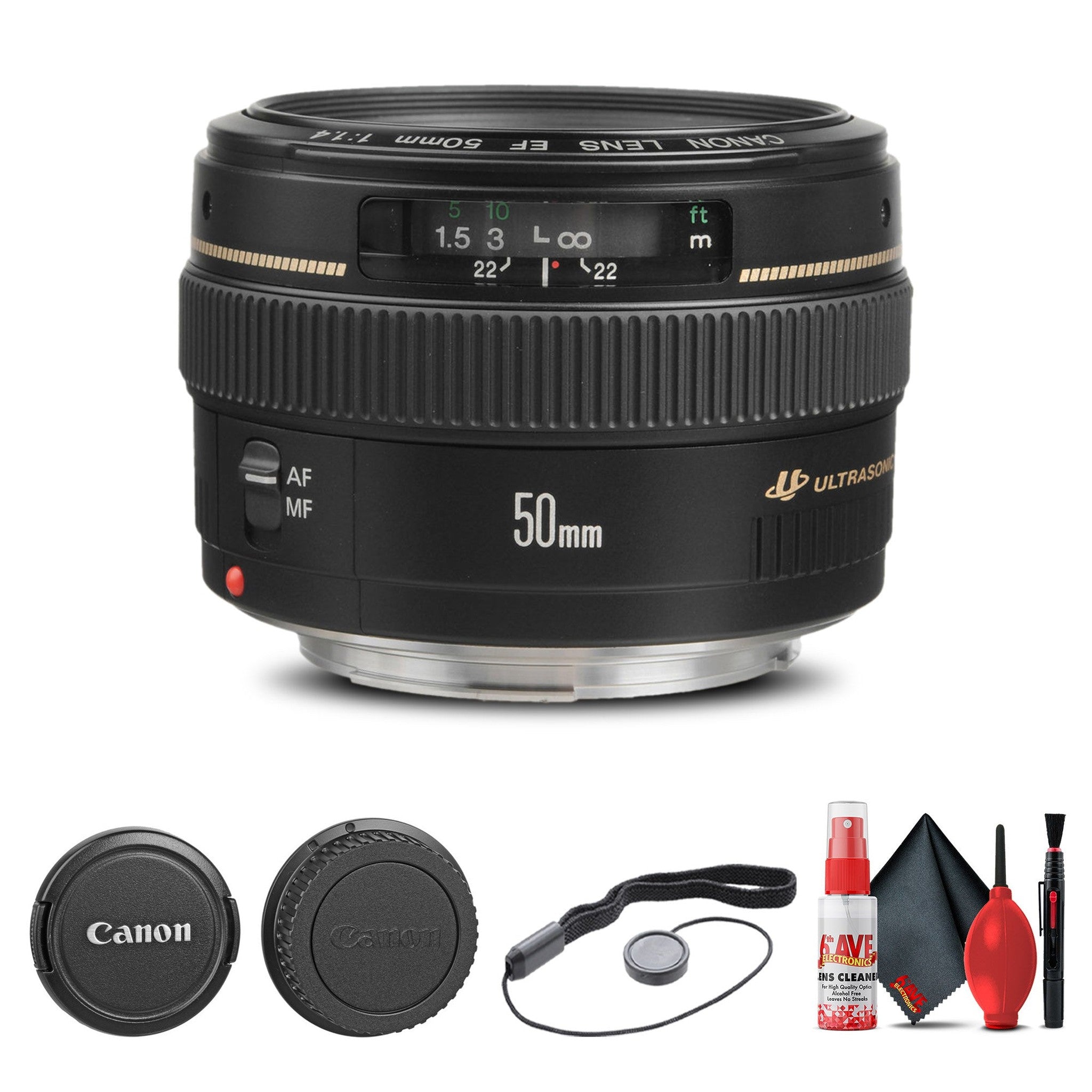 Canon EF 50mm f/1.4 USM Lens 2515A003 + Filter Kit + Lens Pouch Base Bundle Canon