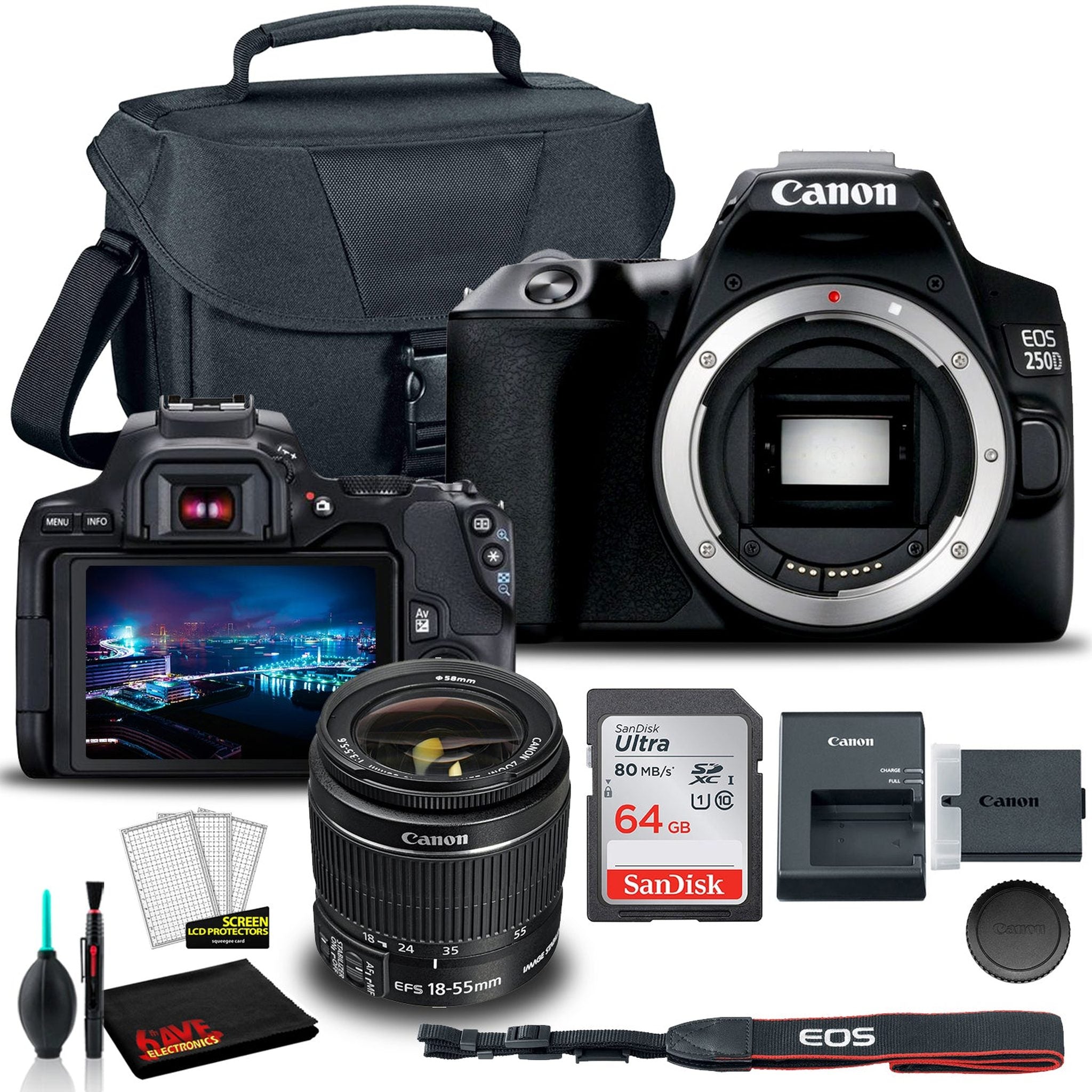 Canon EOS 250D / Rebel SL3 DSLR Camera with 18-55mm Lens & Accessory Bundle Canon