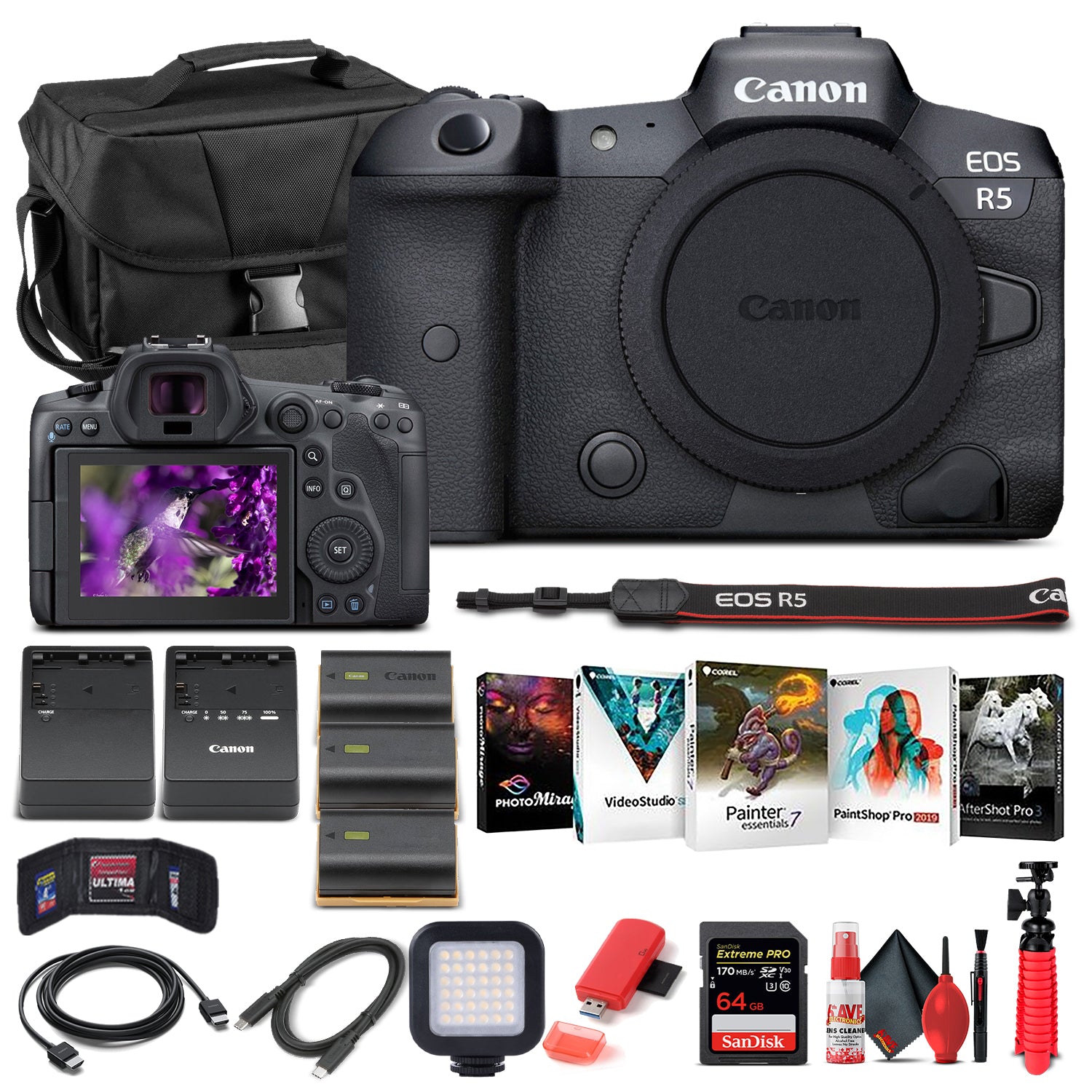 Canon EOS R5 Mirrorless Camera Body Only 4147C002 - Advanced Bundle Canon