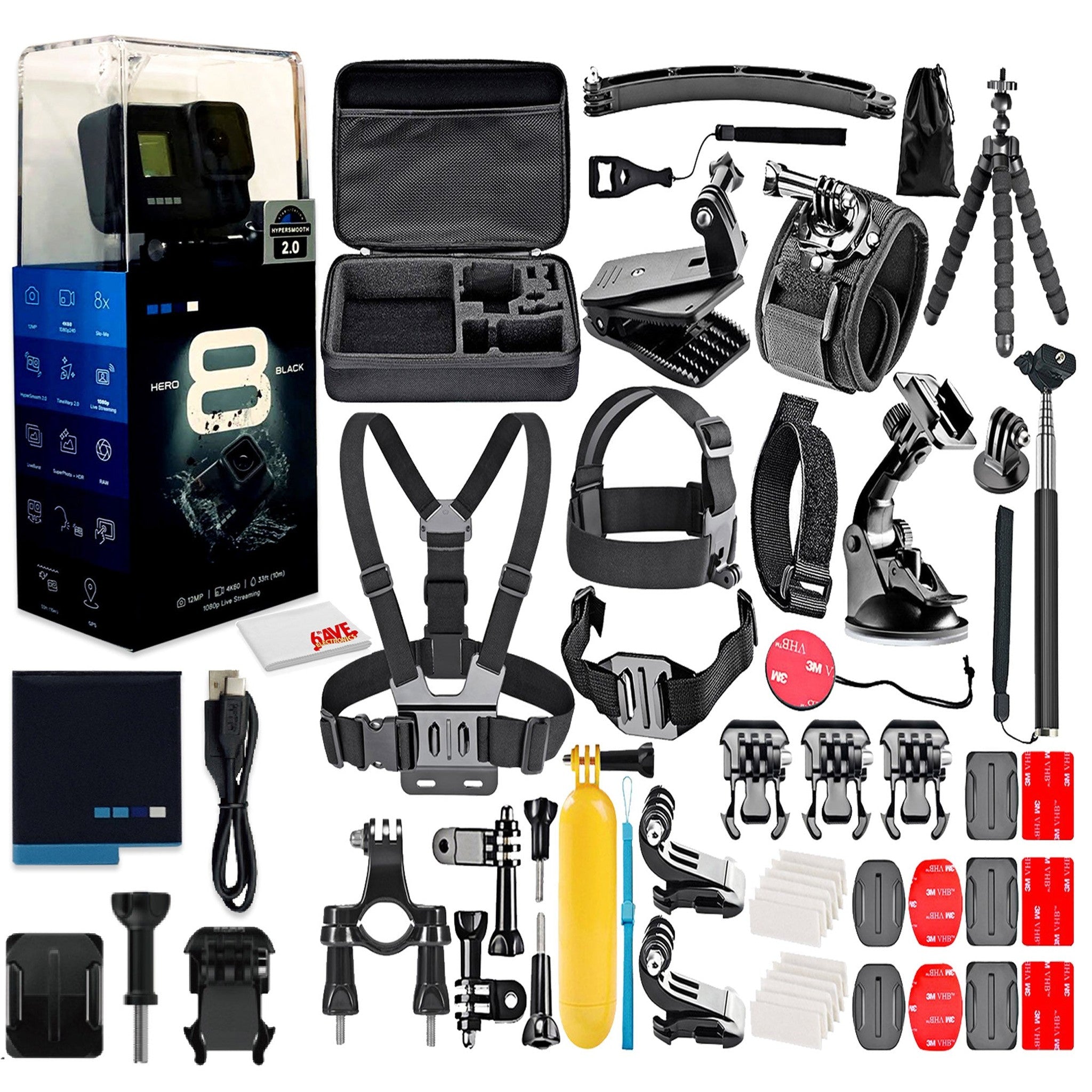 GoPro HERO8 Black Digital Action Camera - Waterproof, Touch Screen - With 50 Piece Accessory Kit - All You need Bundle GoPro