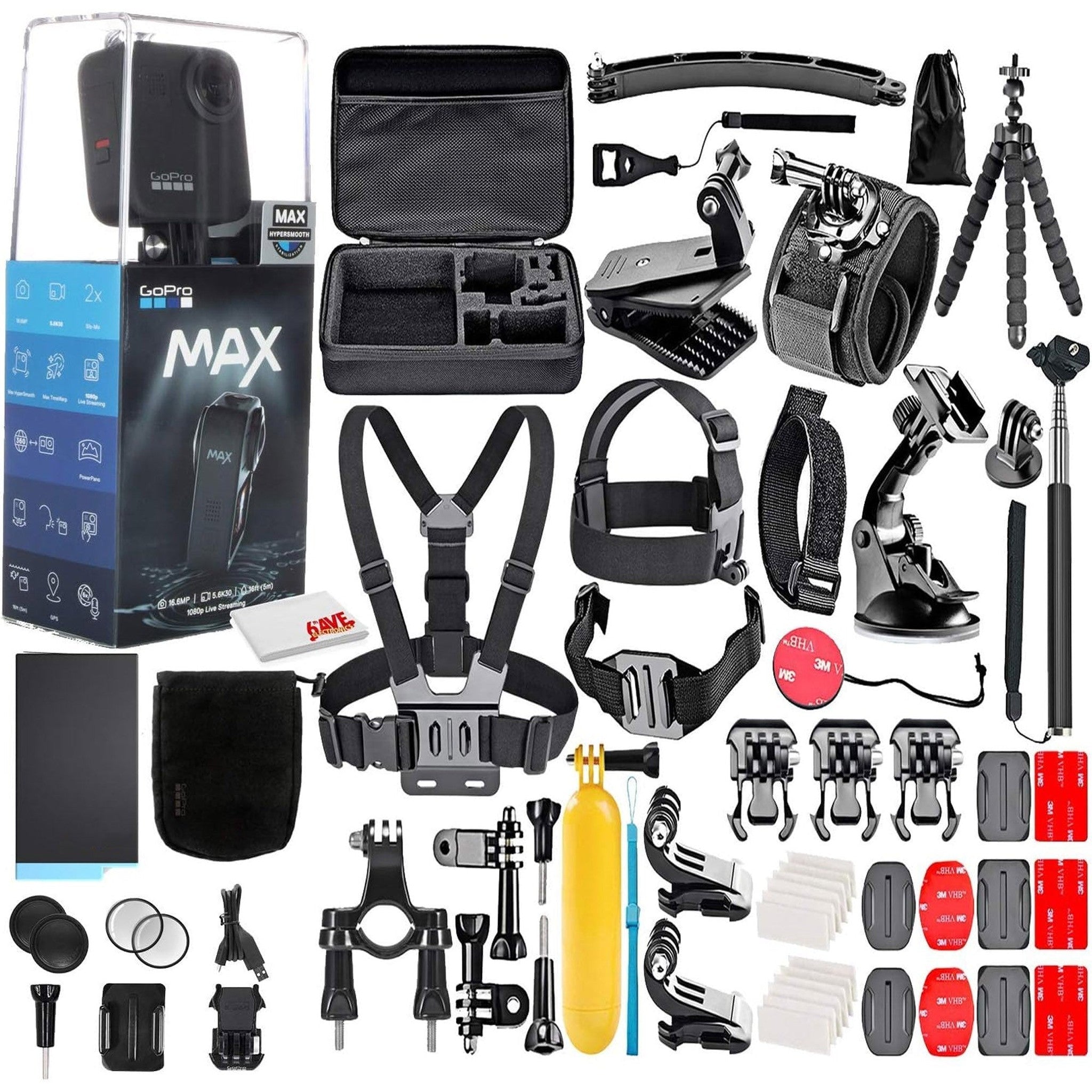 GoPro MAX 360 Waterproof Action Camera -With 50 Piece Accessory Kit GoPro