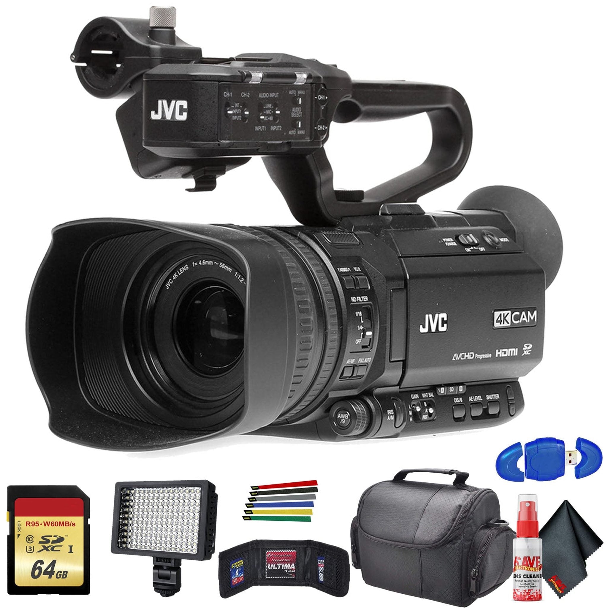 JVC GY-HM180 Ultra HD 4K Camcorder with HD-SDI GY-HM180U With Base Bundle JVC