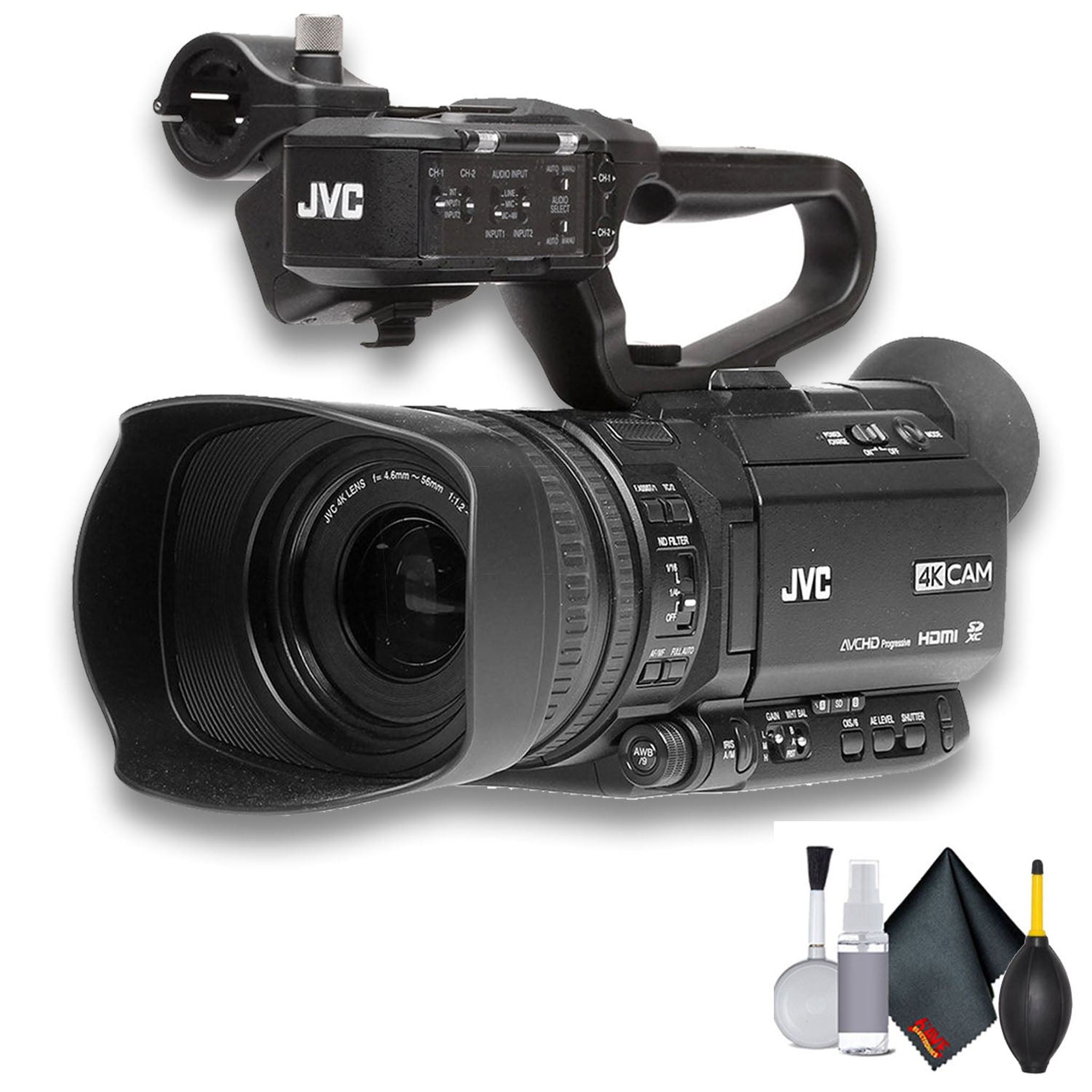 JVC GY-HM250 UHD 4K Streaming Camcorder with Built-in Lower-Thirds Graphics - Starter Bundle JVC