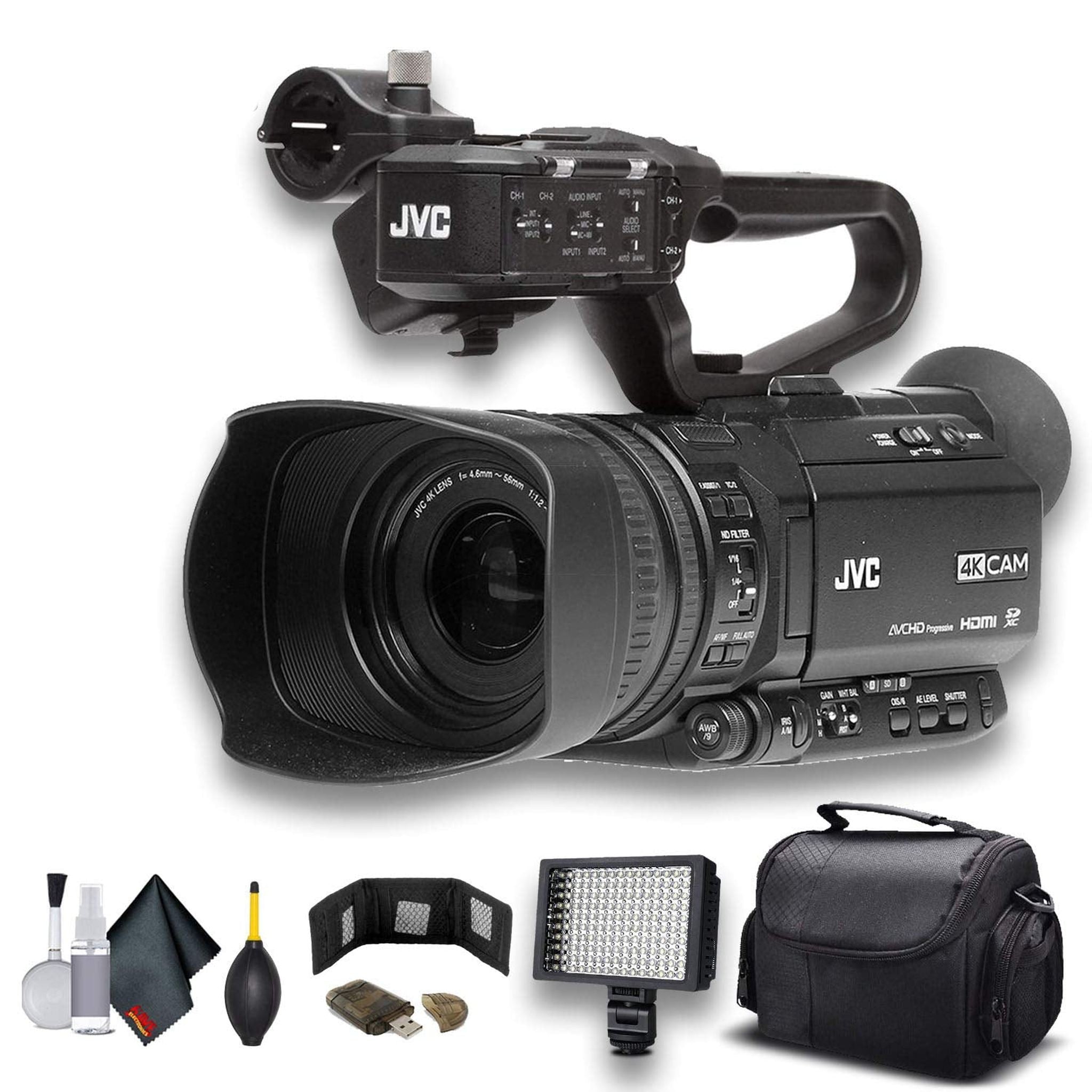 JVC GY-HM250 UHD 4K Streaming Camcorder W/Case, LED Light, Cleaning Kit and More. - Advanced Bundle JVC