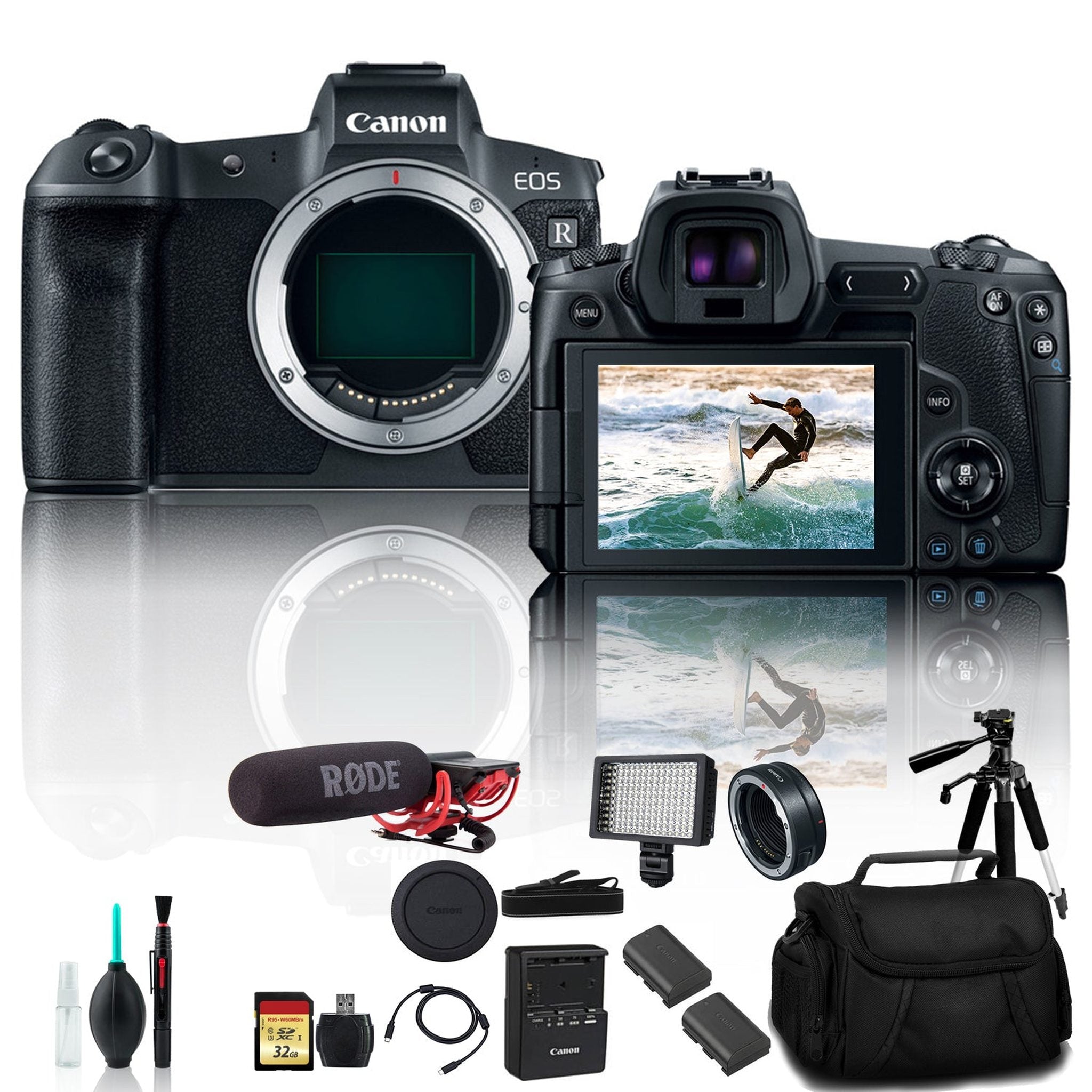 Canon EOS R Mirrorless Digital Camera 3075C002 With Extra Battery, Canon EF Mount Adapter, Canon Bag, 32GB Memory Card Canon