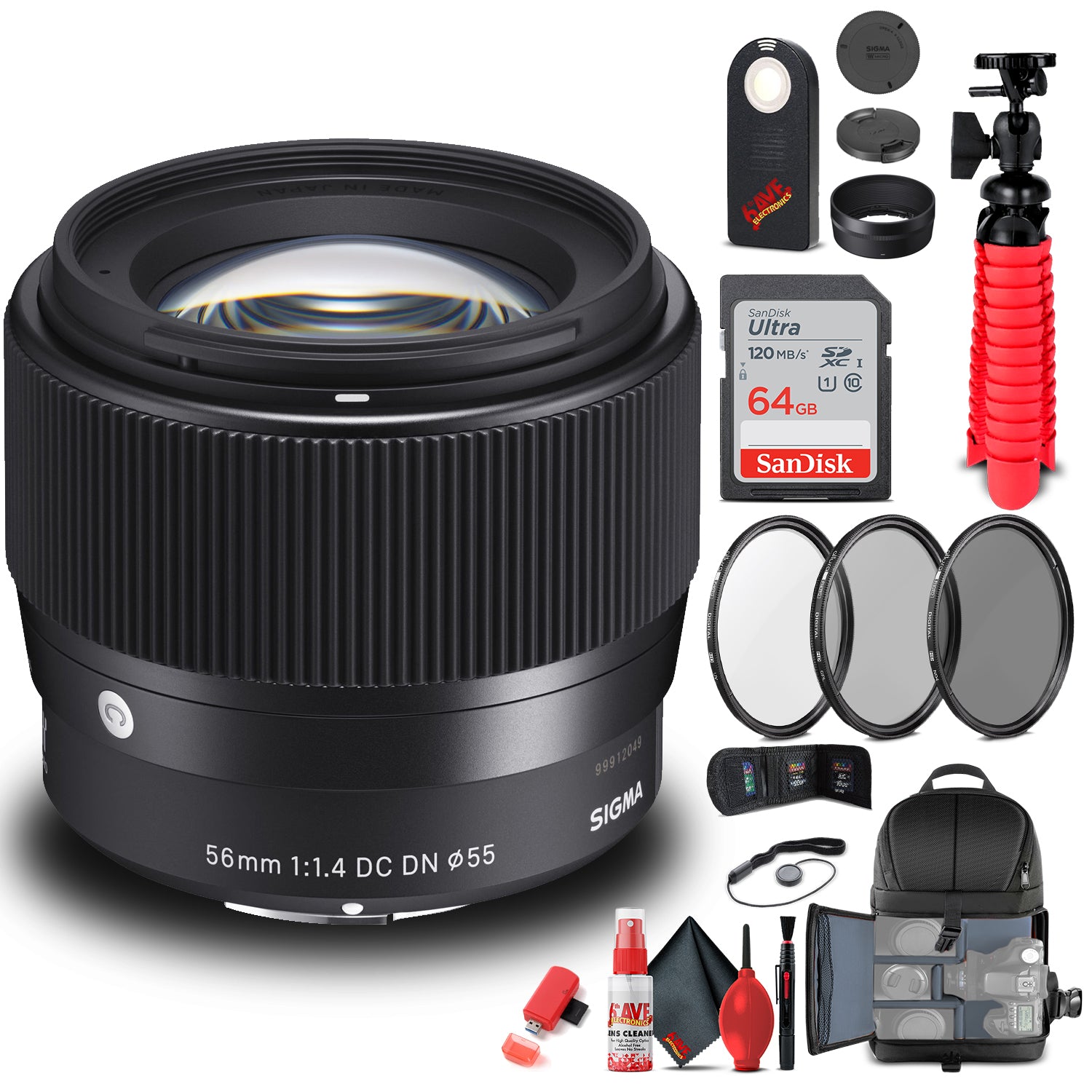 Sigma 56mm f/1.4 DC DN Contemporary Lens for Sony E 351965 Bundle Sigma