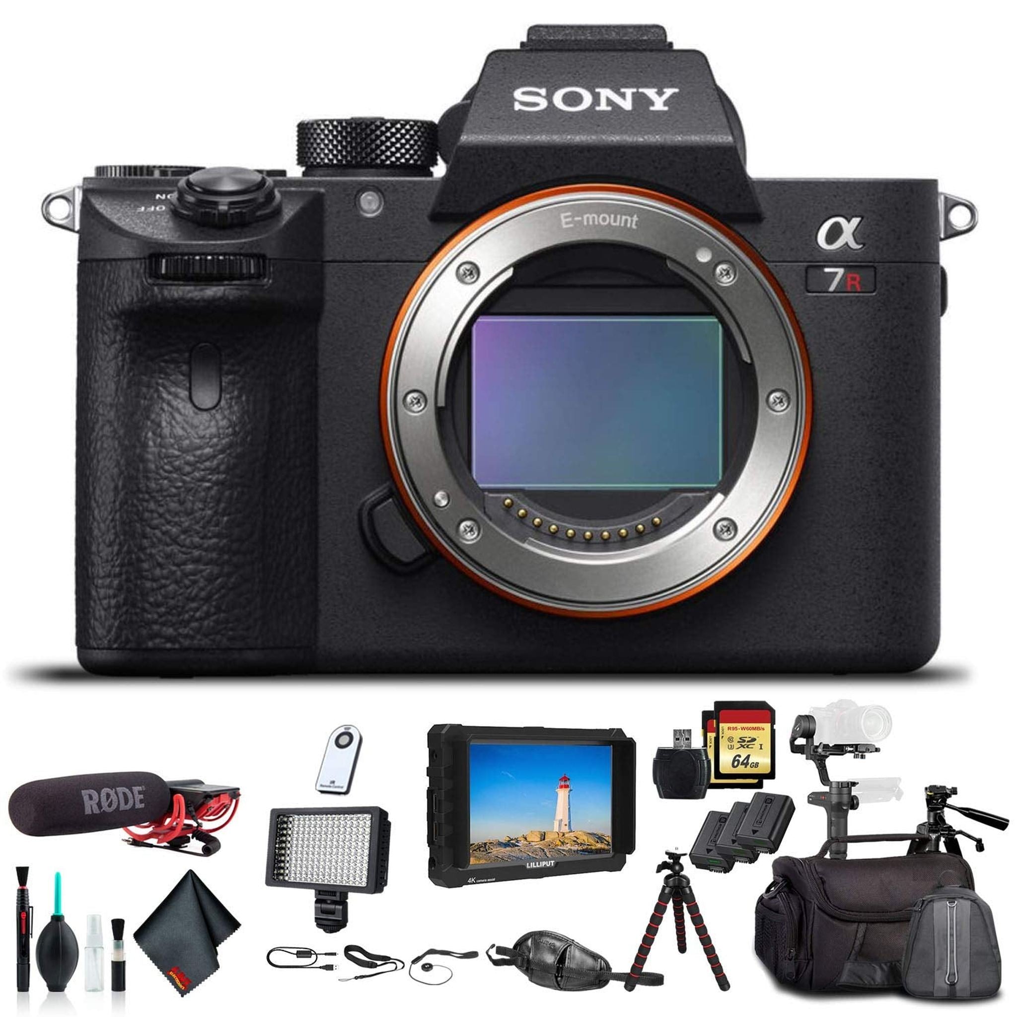 Sony Alpha a7R III Mirrorless Camera ILCE7RM3/B With Soft Bag, Zhiyun-Tech WEEBILL Stabilizer, 2x Extra Batteries, Rode Mic, LED Light, 2x 64GB Memory Cards, External Monitor , Essential Accessories Sony