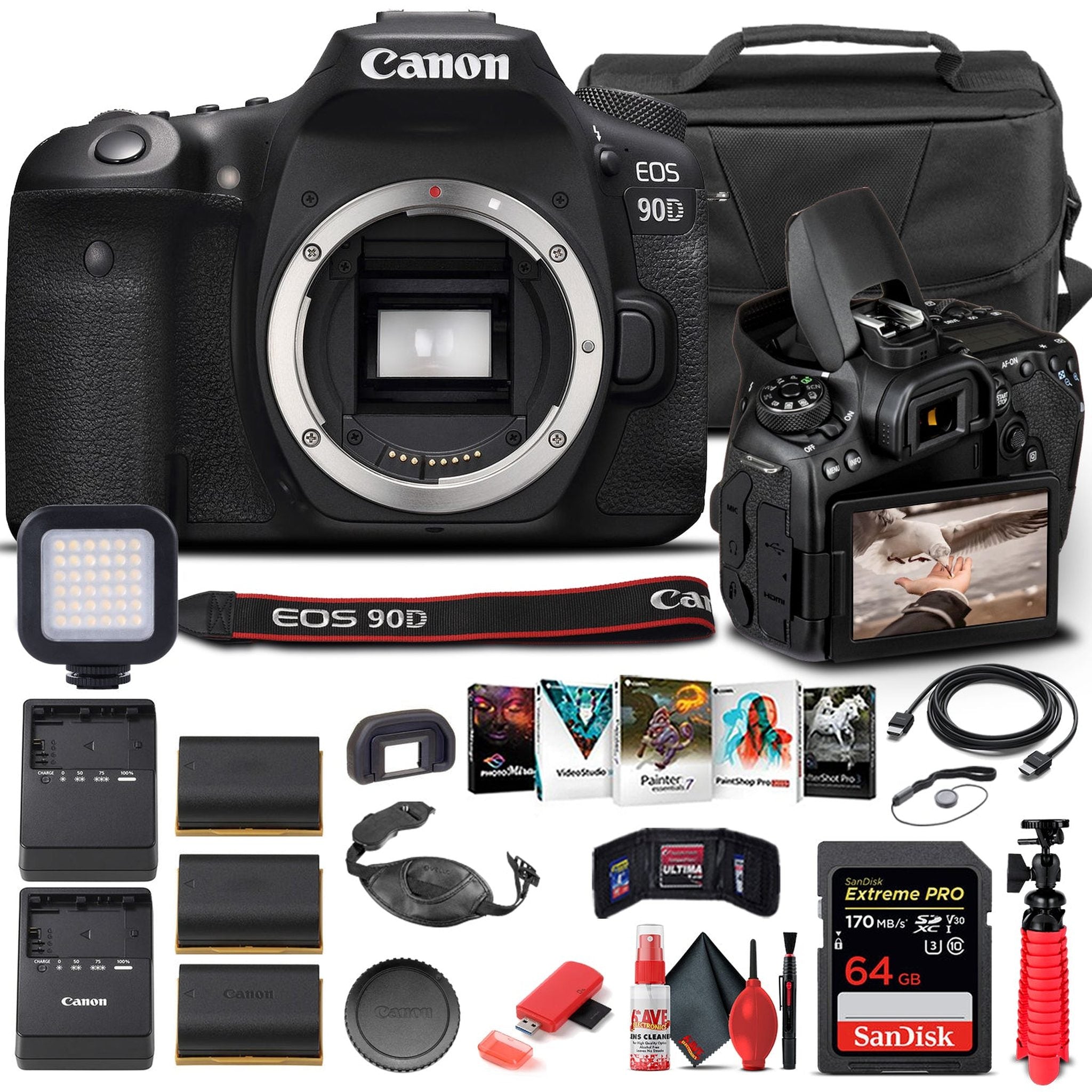 Canon EOS 90D DSLR Camera Body Only 3616C002 - Advanced Bundle Canon