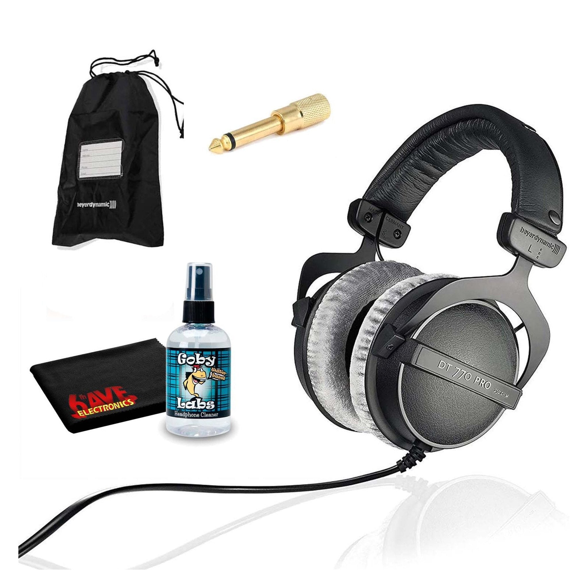 Beyerdynamic DT 770 Pro 250 ohm Professional Studio Headphones with 6Ave Headphone Cleaning Kit and Extended Warranty Bundle Beyerdynamic