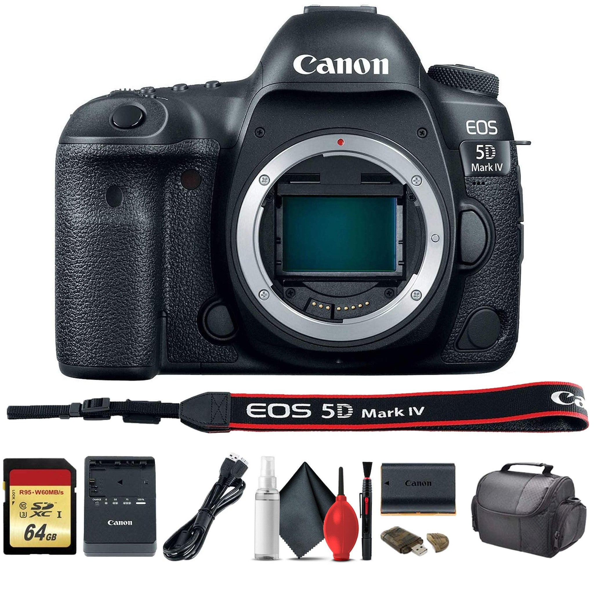 Canon EOS 5D Mark IV DSLR Camera 1483C002 with 64GB Memory Card, Case, Cleaning Set and More - S Canon