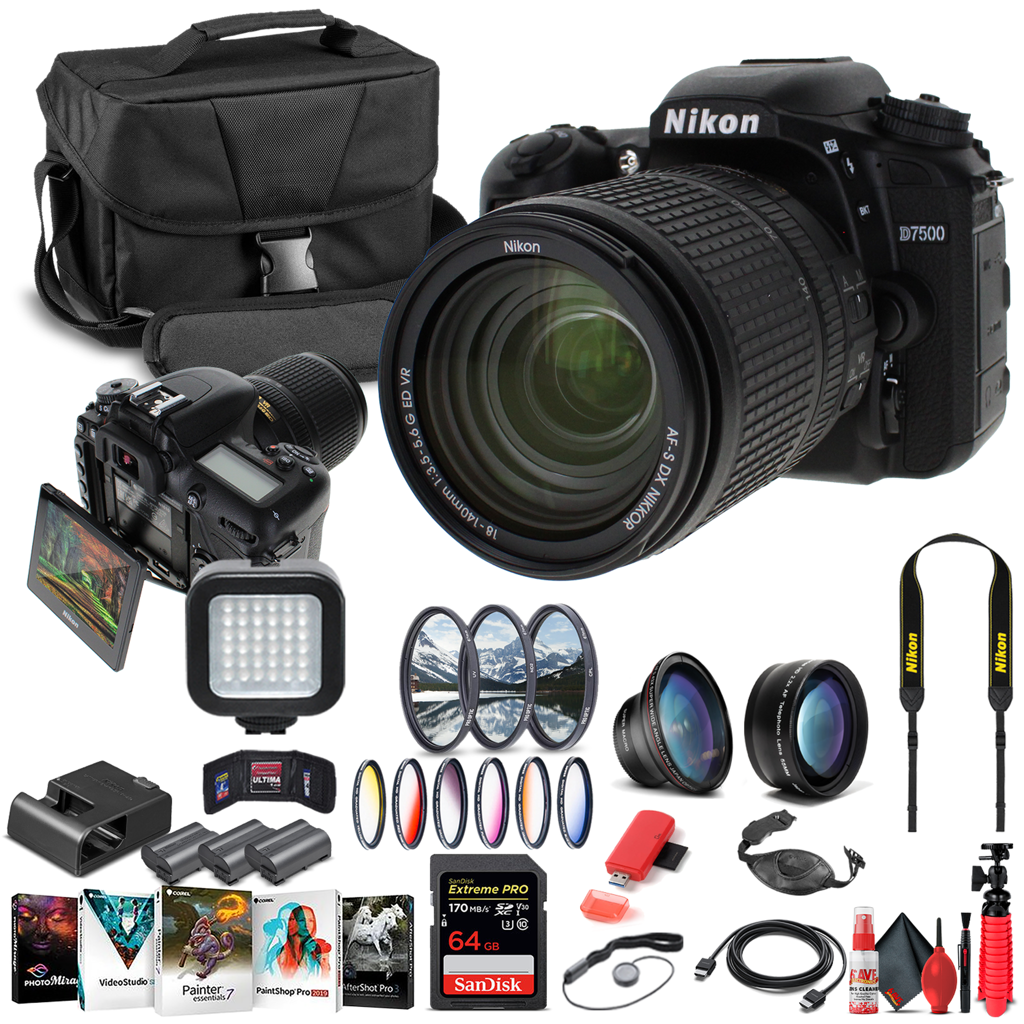 Nikon D7500 DSLR Camera W/ 18-140mm Lens 1582 - Advanced Bundle Nikon