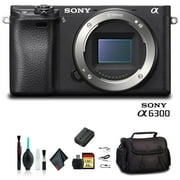 Sony Alpha a6300 Mirrorless Camera Black ILCE6300/B With Soft Bag, 64GB Memory Card, Card Reader , Plus Essential Accessories Sony