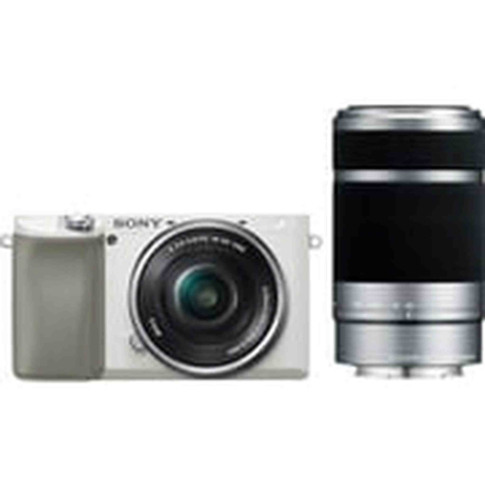 Sony Alpha a6100 24.2MP Mirrorless Camera - White with 16-50mm and 55-210mm Lens Sony