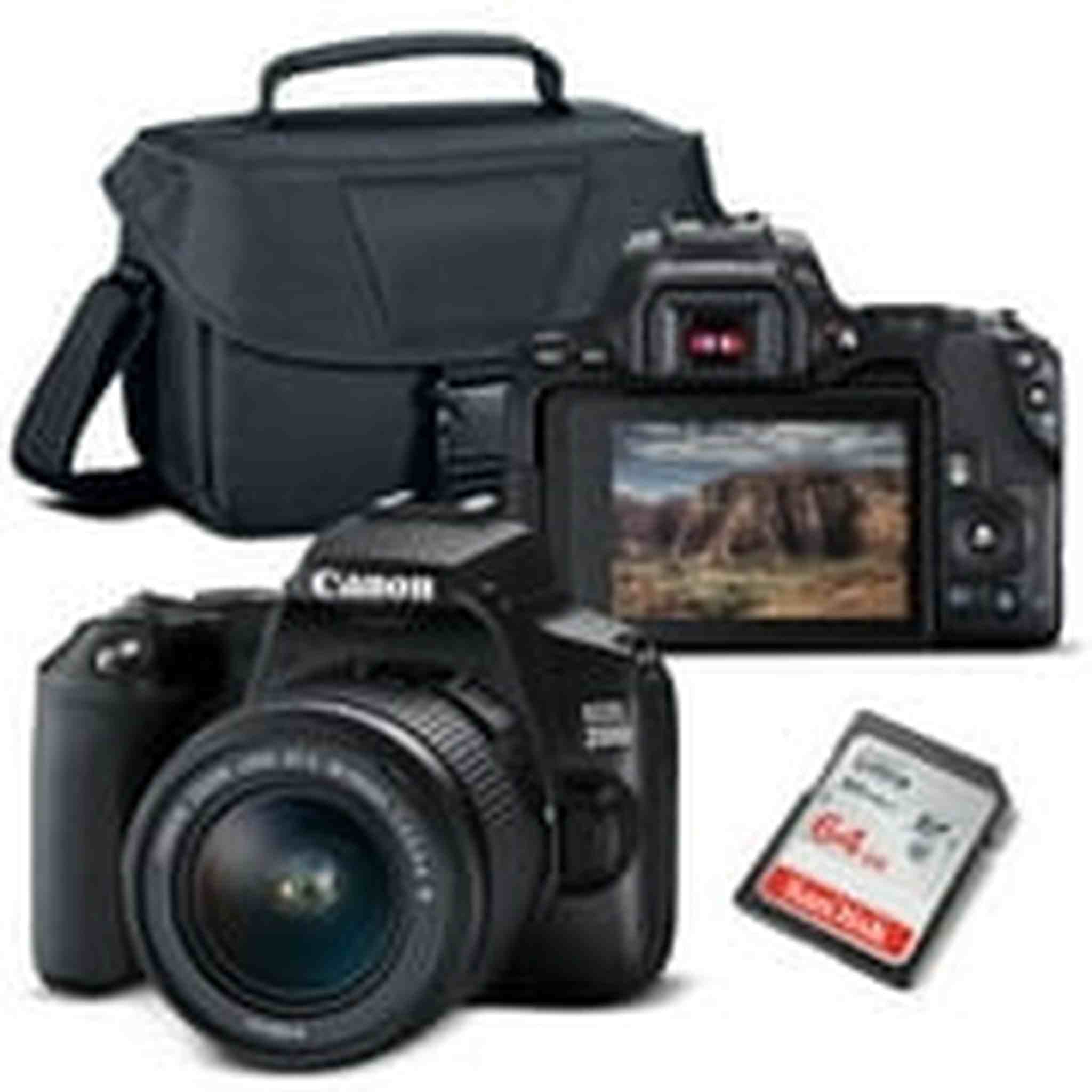 Canon EOS 250D / Rebel SL3 DSLR Camera with 18-55mm Lens Black + Creative Filter Set, EOS Camera Bag + Sandisk Ultra 64GB Card Canon