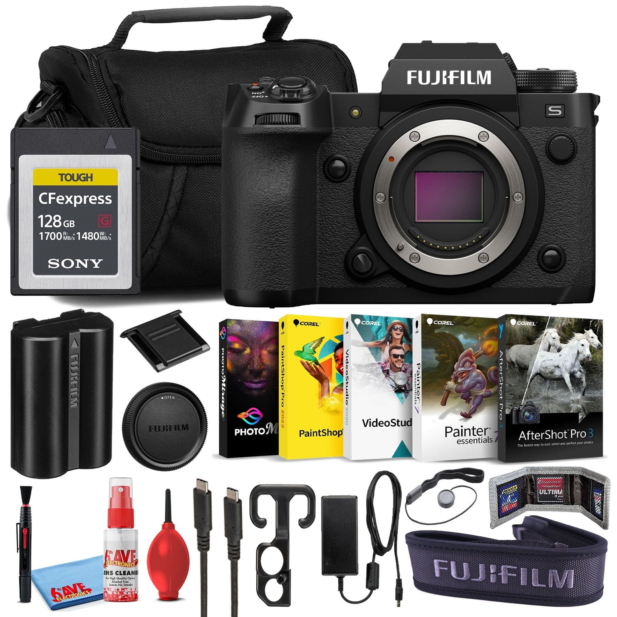 Fujifilm X-H2S Mirrorless Camera Body Only Black CFexpress Card Bundle Fujifilm