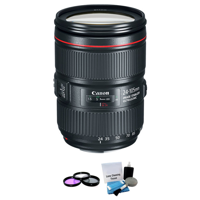 Canon EF 24-105mm f/4L IS II USM Lens + 77mm Multicoated UV Filter/5pc Clean Kit Bundle Canon