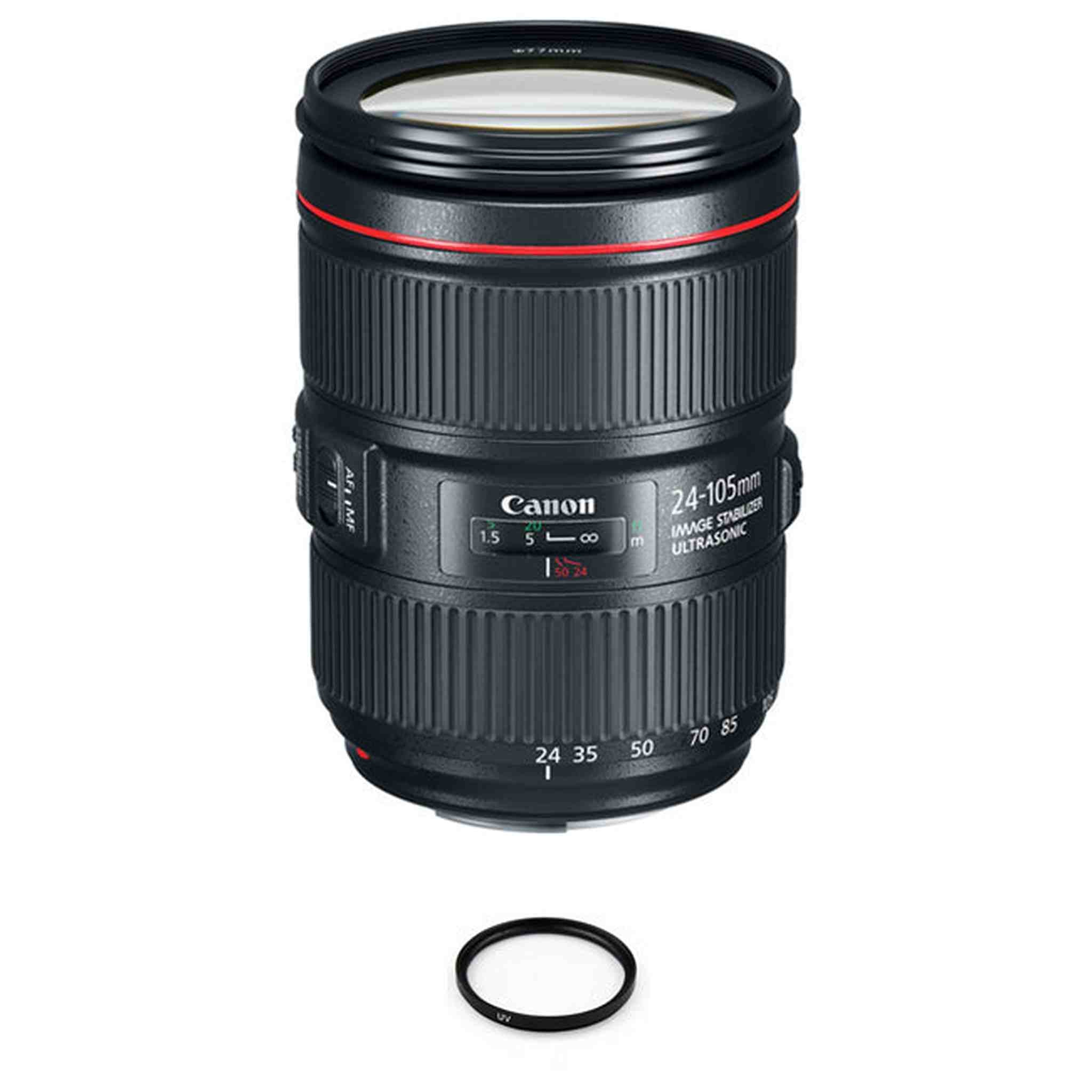 Canon EF 24-105mm f/4L IS II USM Lens + 77mm Multicoated UV Filter Bundle Canon