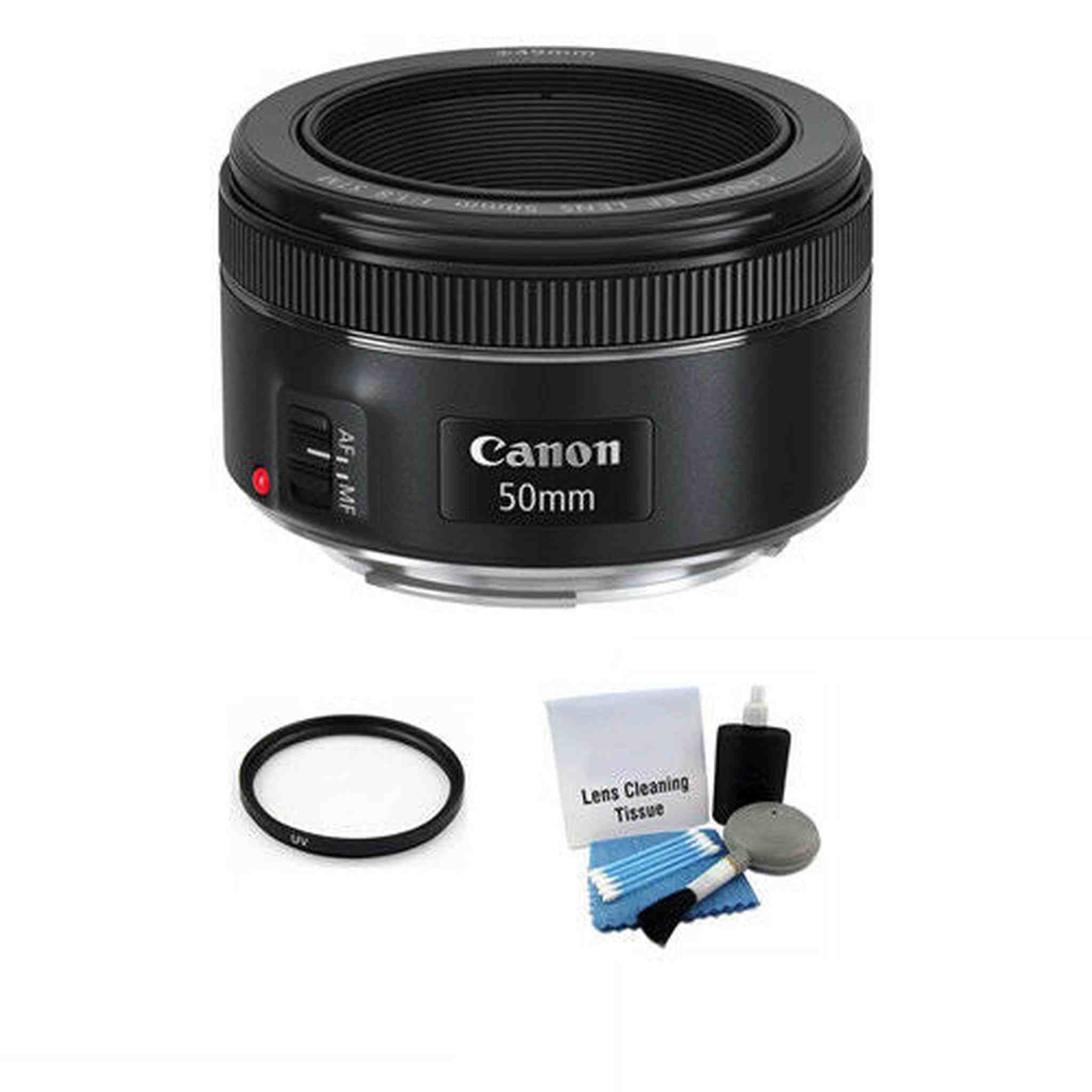 Canon EF 50mm f/1.8 STM Lens + UV Filter & Cleaning Kit Base Bundle Canon