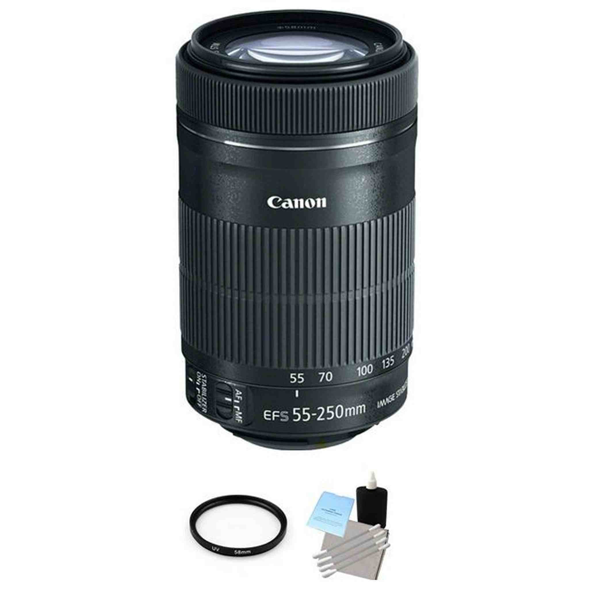 Canon EF-S 55-250mm f/4-5.6 IS STM Lens + UV Filter & Cleaning Kit Bundle Canon